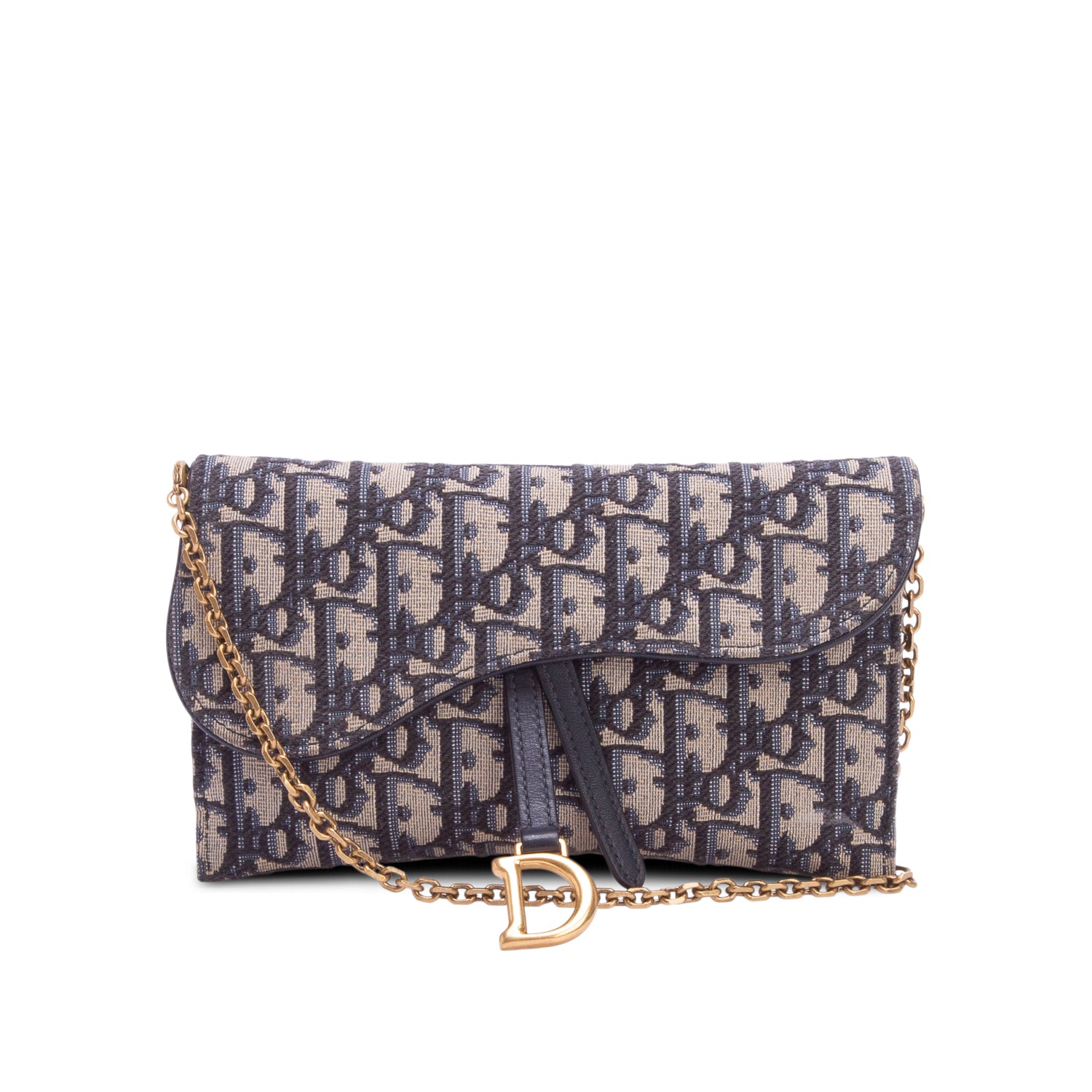 Christian Dior 2021 Oblique Small Saddle Chain Pouch w/ Box