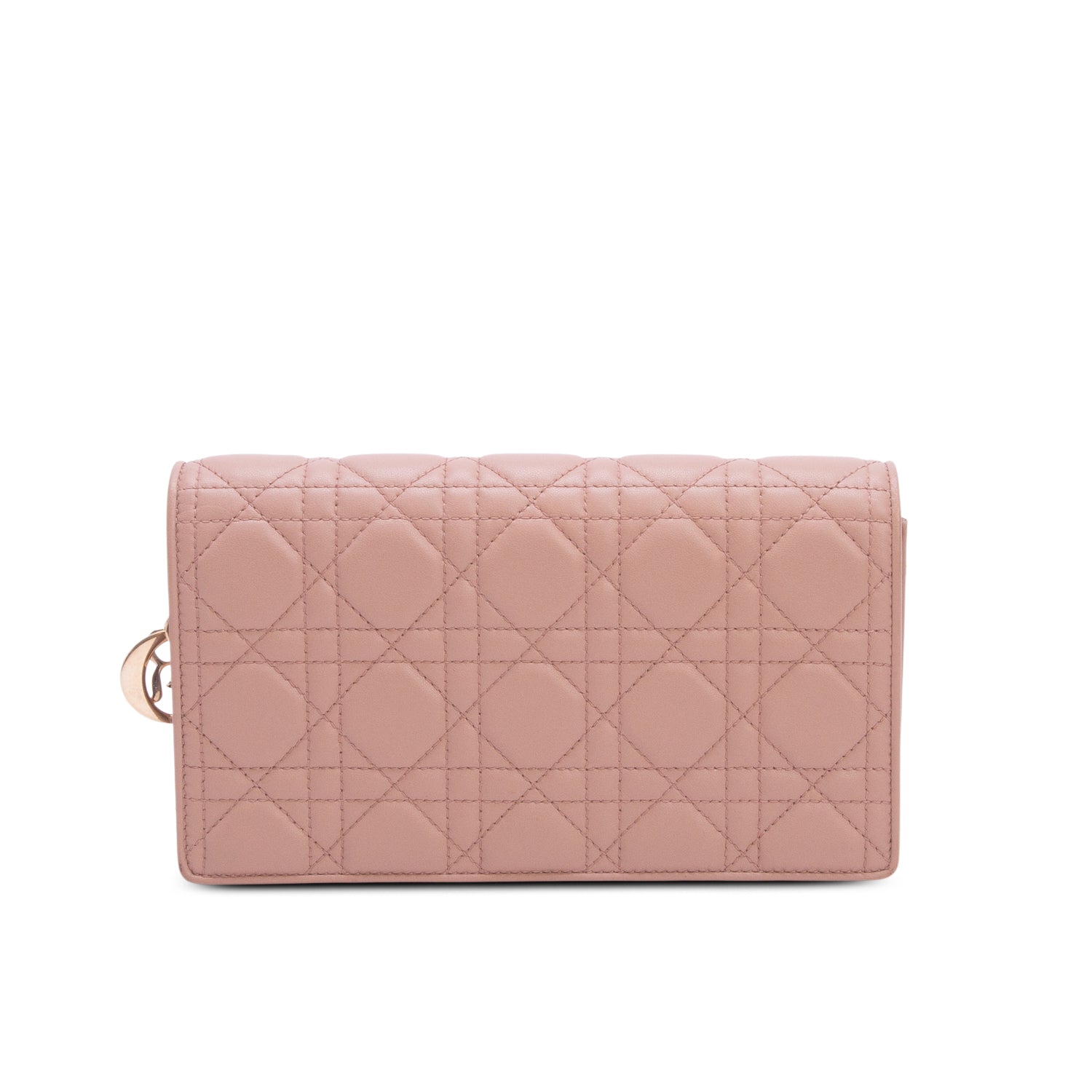 Christian Dior Pink Lambskin Cannage Leather Lady Dior Chain Pouch w/ Inserts