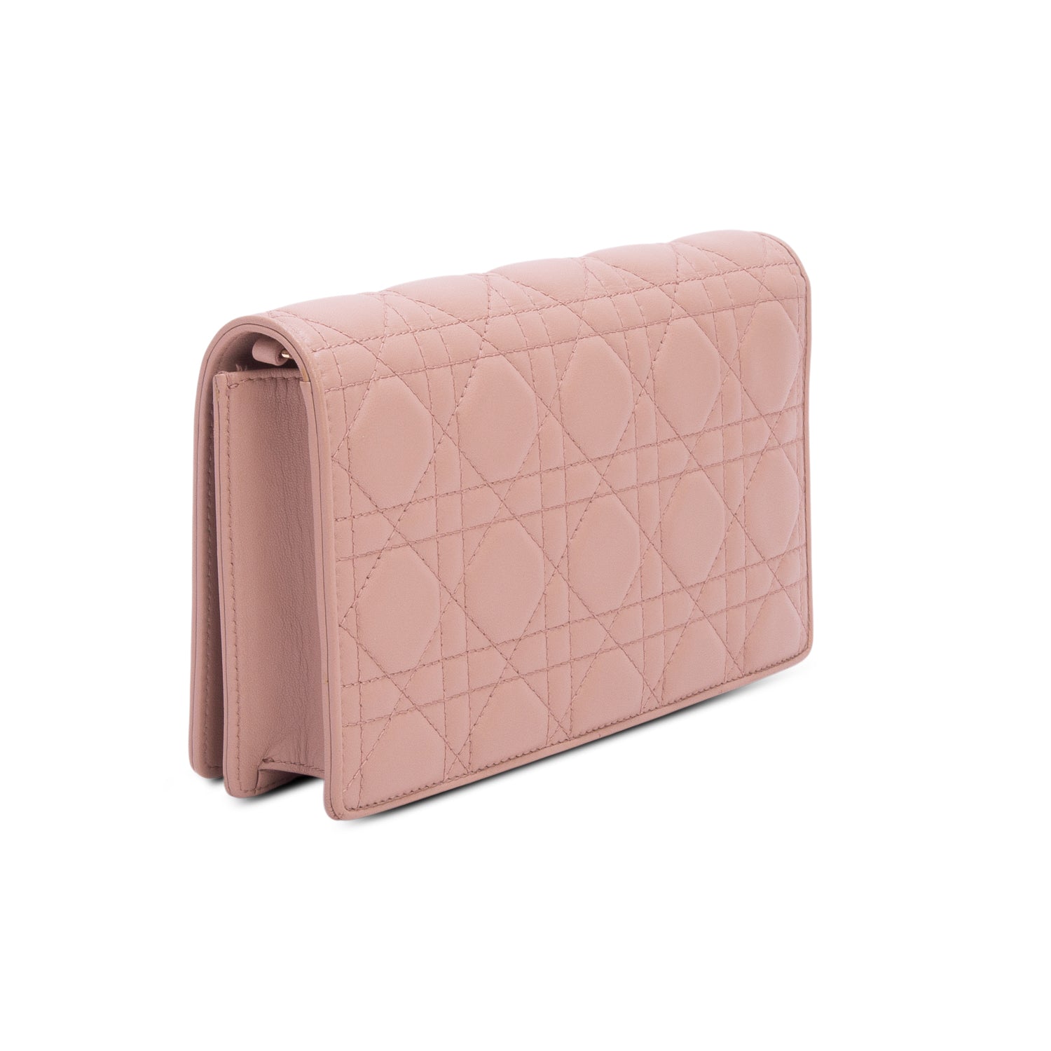 Christian Dior Pink Lambskin Cannage Leather Lady Dior Chain Pouch w/ Inserts