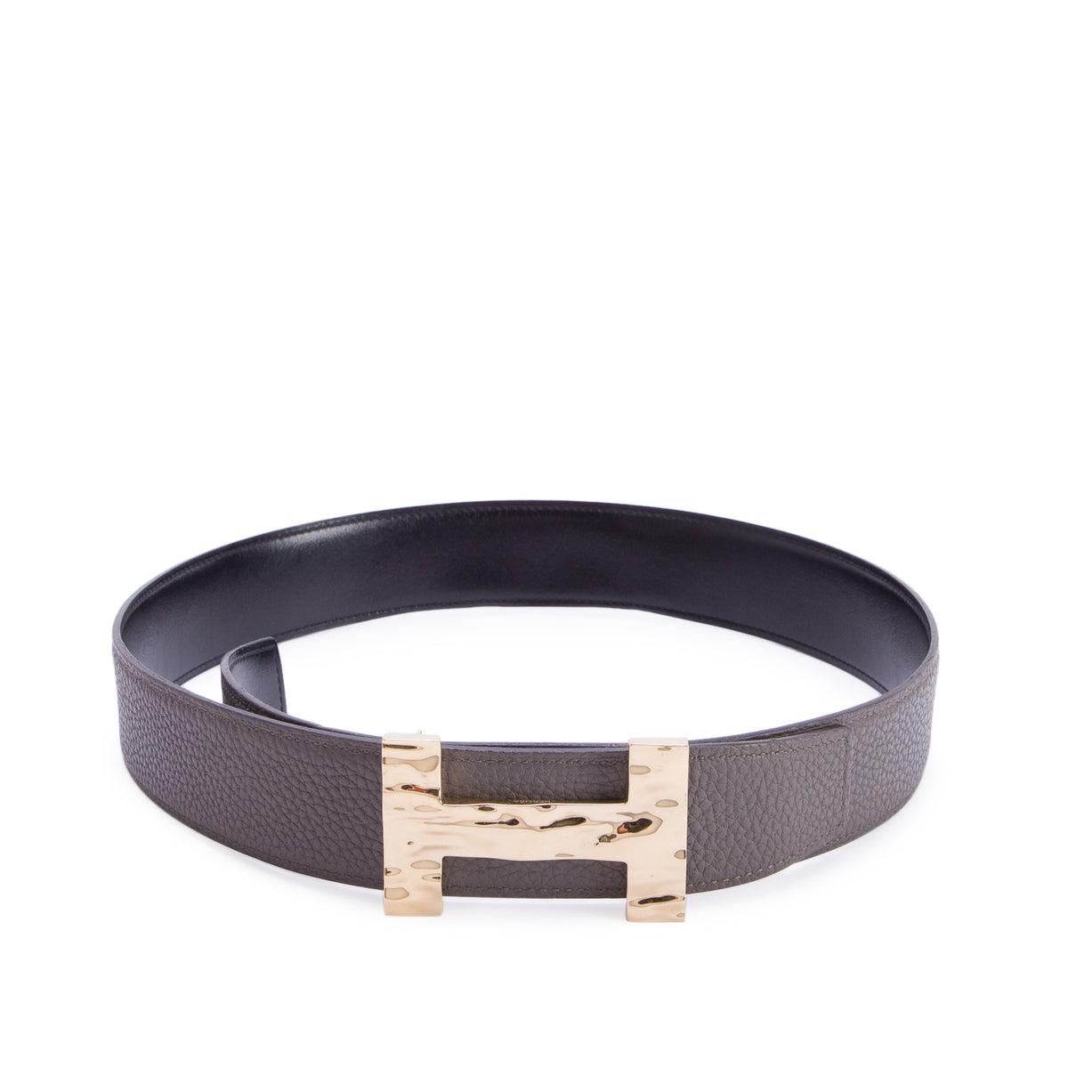 Hermes Noir/Gris Meyer Swift & Togo Leather Reversible 38 MM Quizz H20 Belt Kit 80