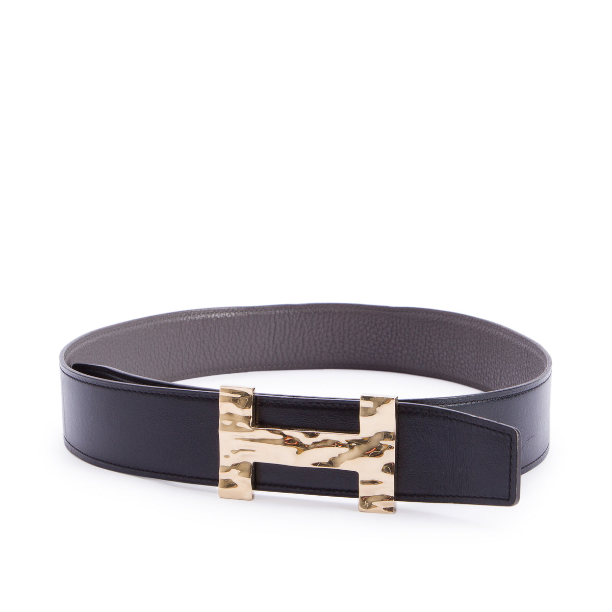 Hermes Noir/Gris Meyer Swift & Togo Leather Reversible 38 MM Quizz H20 Belt Kit 80