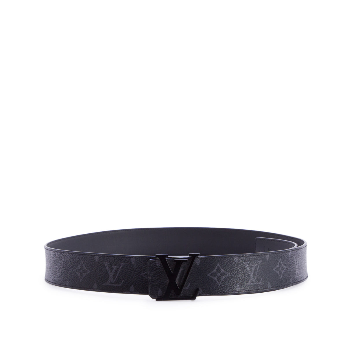 Louis Vuitton 2024 Matte Black Calfskin Monogram Eclipse Reversible LV Initials Belt 110 44