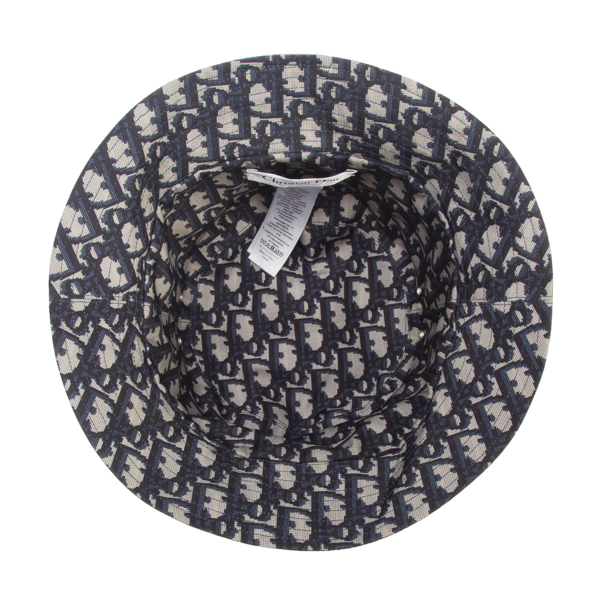 Christian Dior Navy Cotton Teddy-D Reversible Small Brim Bucket Hat