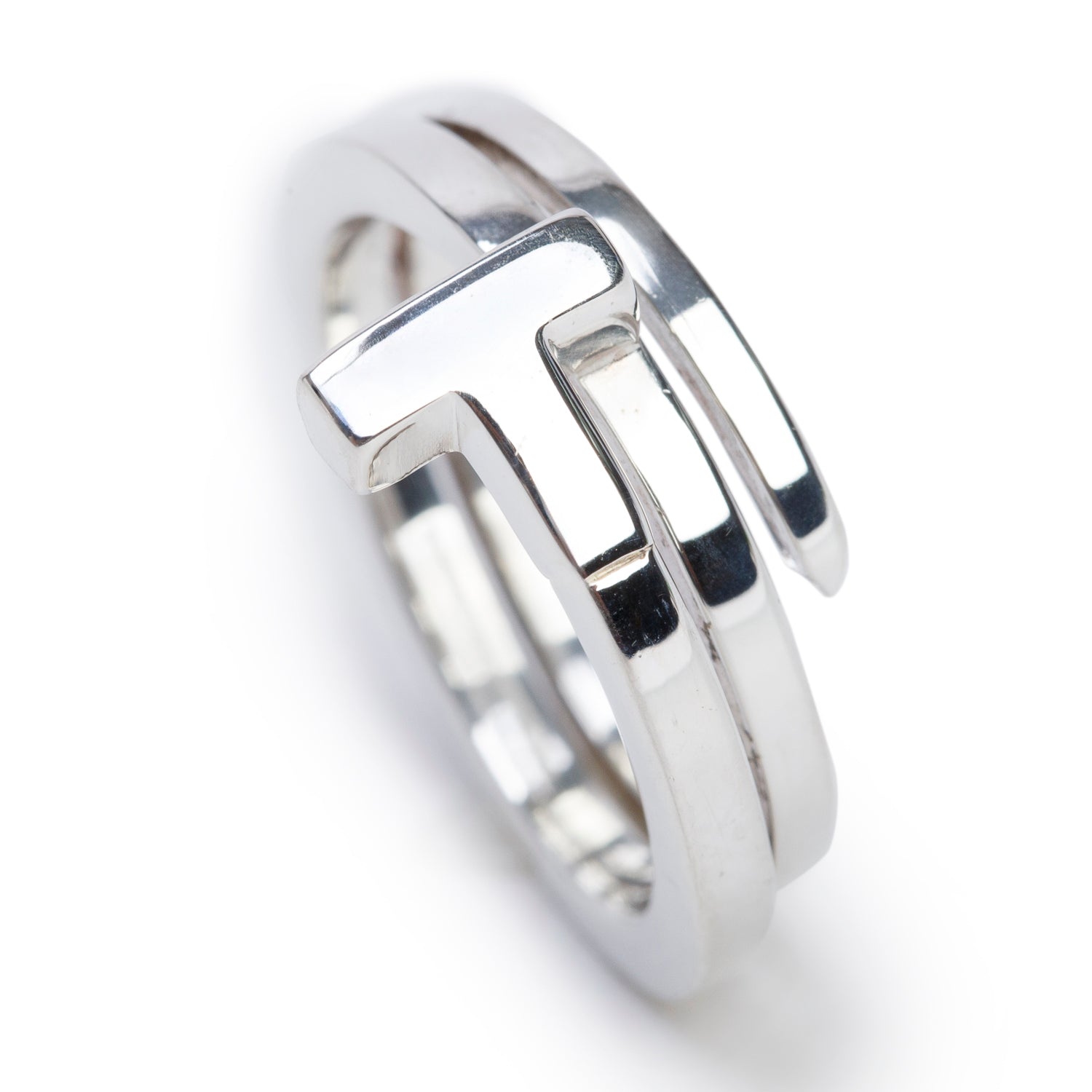 Tiffany & Co. Sterling Silver T Square Wrap Ring, Size 6.5