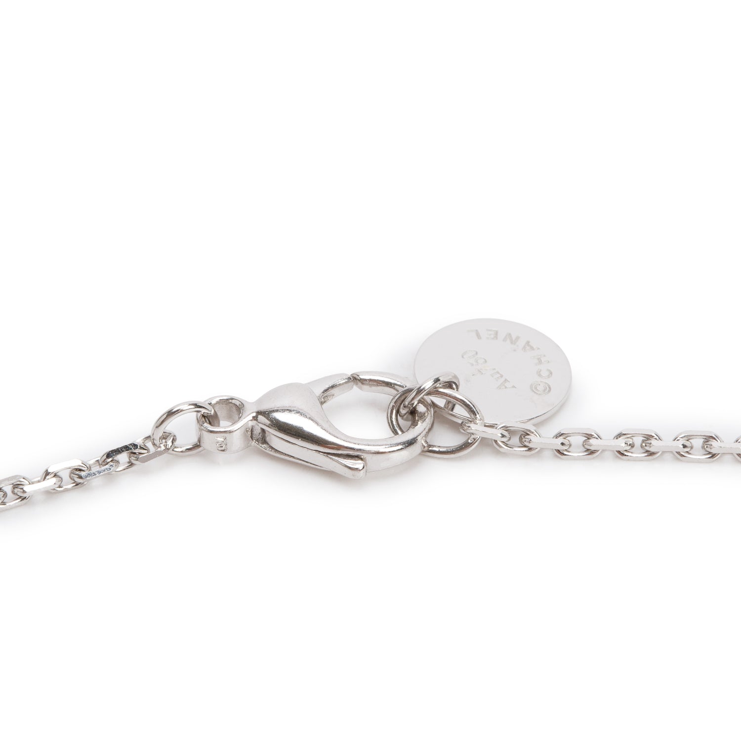 Chanel 18k White Gold & White Ceramic Diamond Ultra Pendant Necklace w/ Box