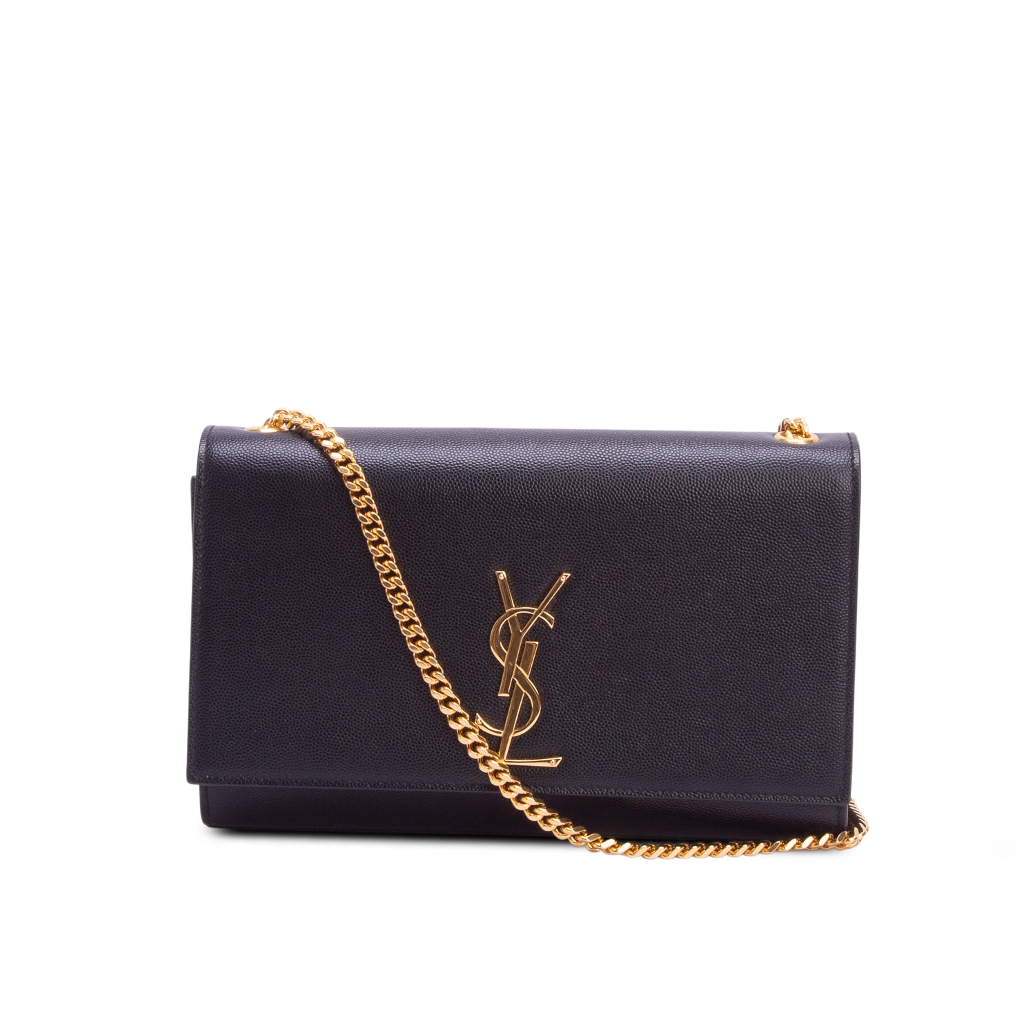 Saint Laurent Black Grain De Poudre Medium Kate Bag