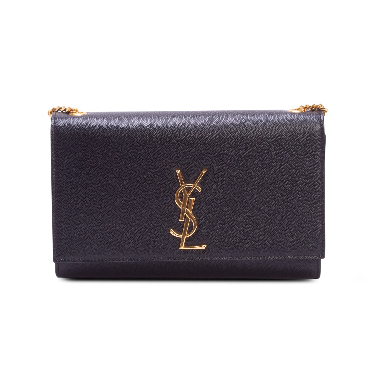 Saint Laurent Black Grain De Poudre Medium Kate Bag