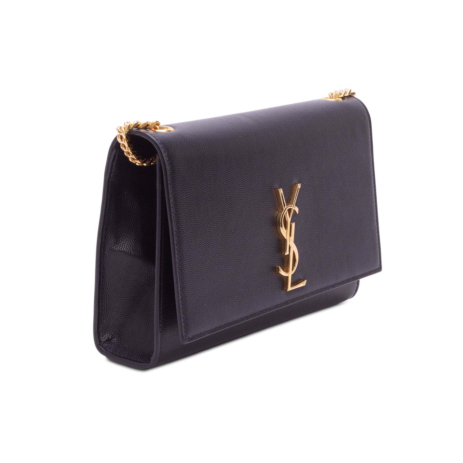 Saint Laurent Black Grain De Poudre Medium Kate Bag