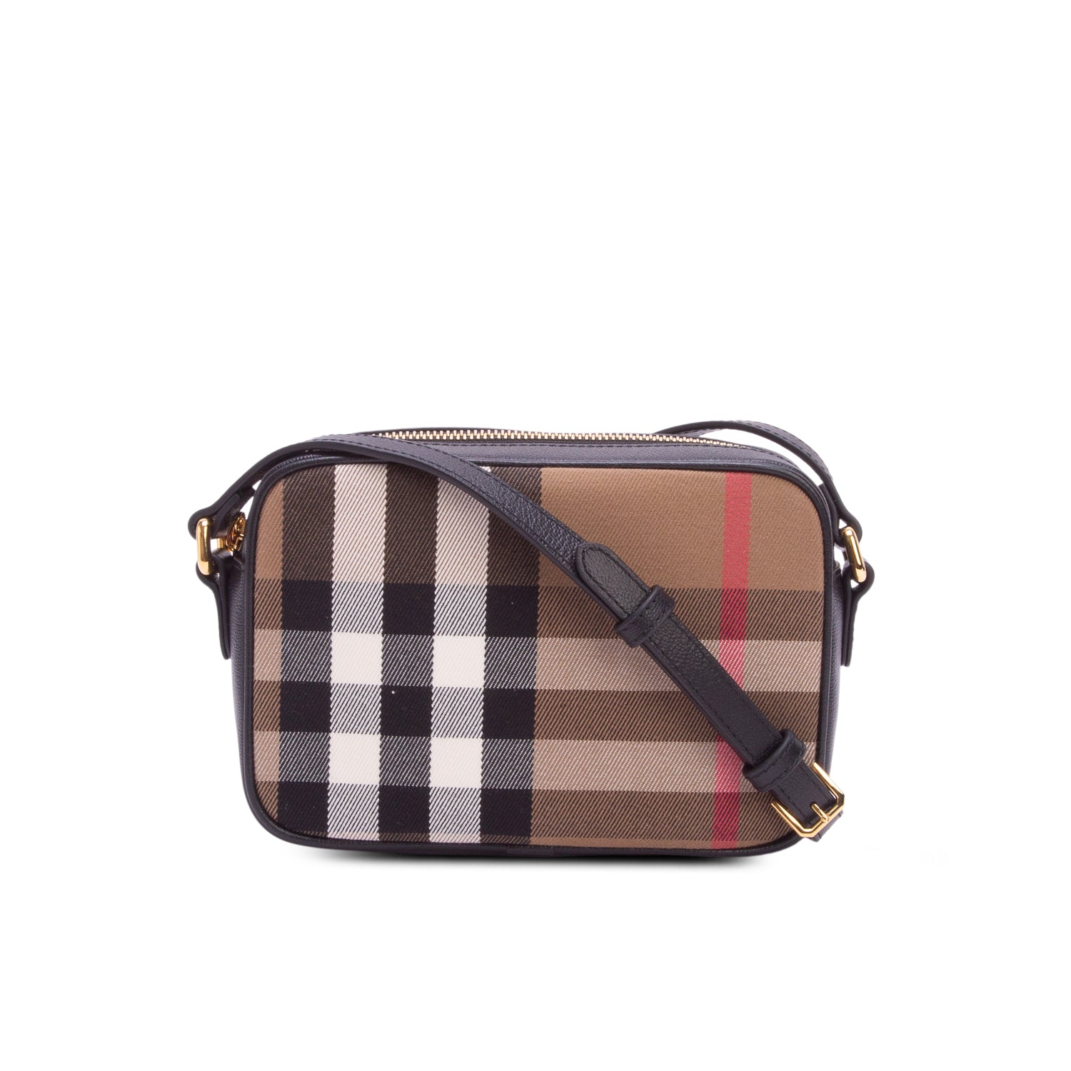 Burberry Brown Giant Check Calfskin Small Camera Bag