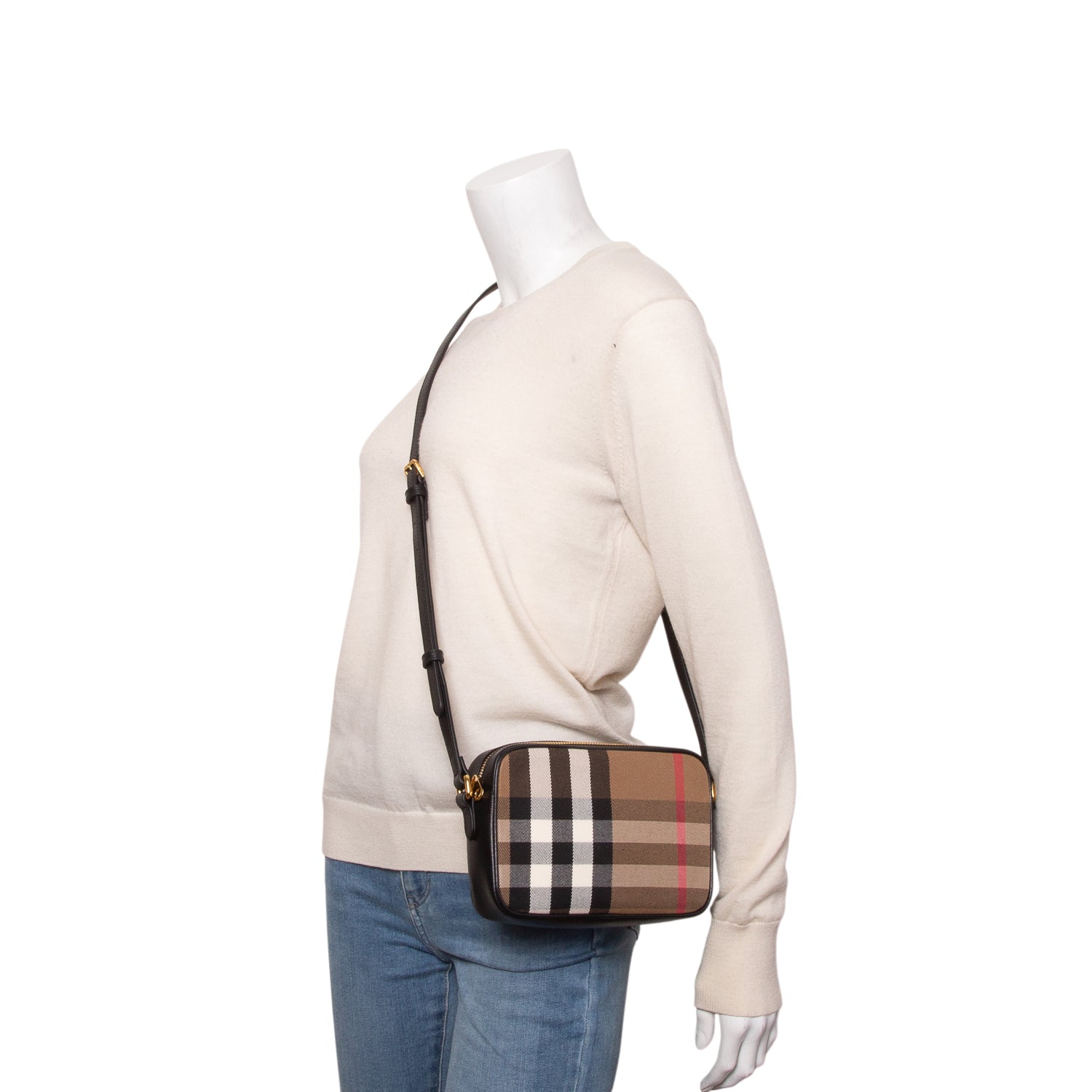 Burberry Brown Giant Check Calfskin Small Camera Bag