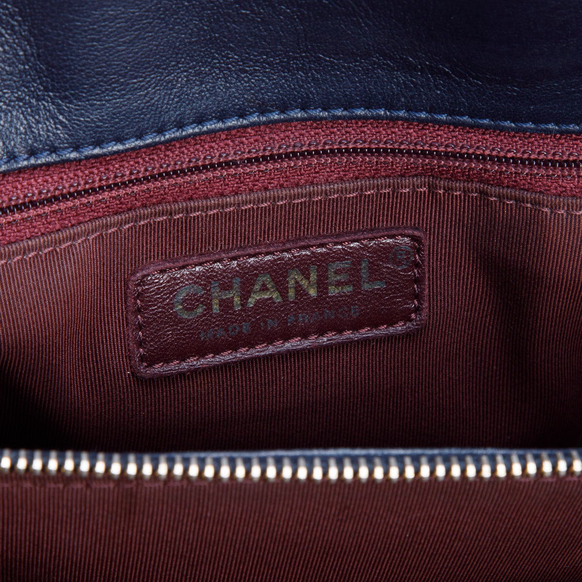Chanel Navy Sheepskin Quilted Mademoiselle Shopping Tote