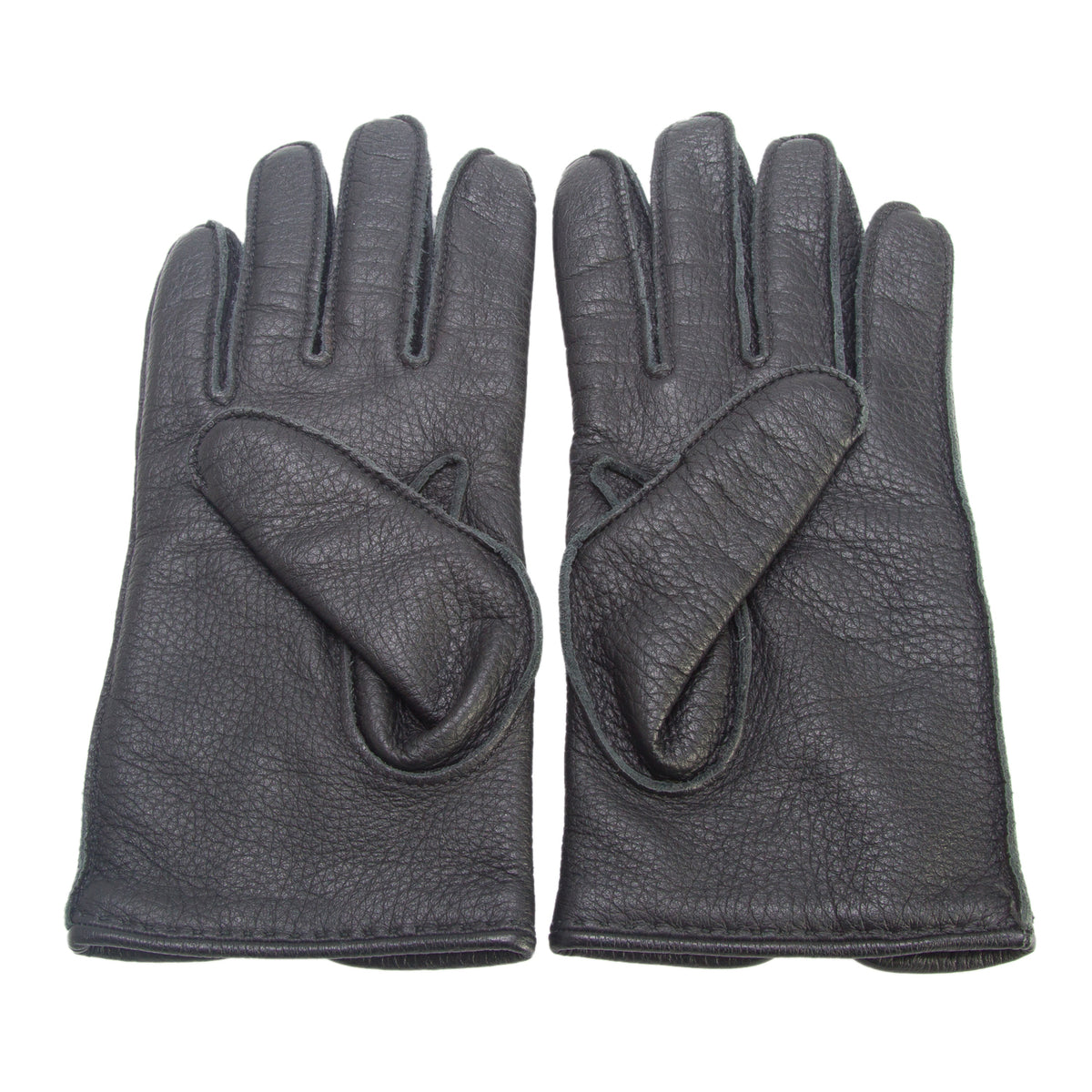 Hermes Black Deerskin Leather Clou de Selle Gloves, Size 7.5