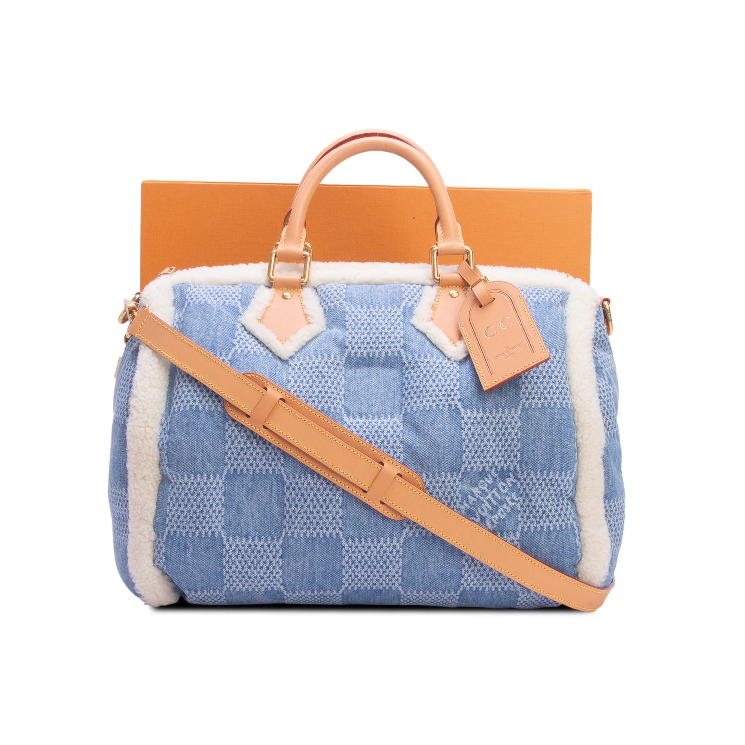 Louis Vuitton 2026 Blue Damier Denim 3D Speedy Bandouliere 40 w/ Box, Receipt & Strap