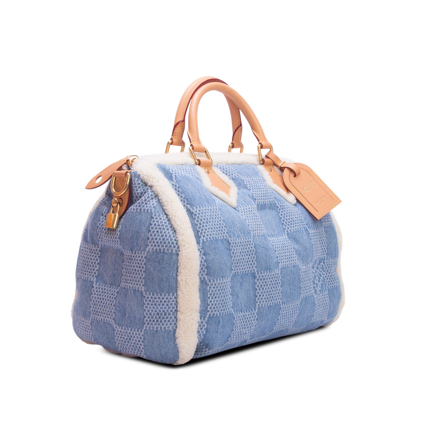 Louis Vuitton 2026 Blue Damier Denim 3D Speedy Bandouliere 40 w/ Box, Receipt & Strap