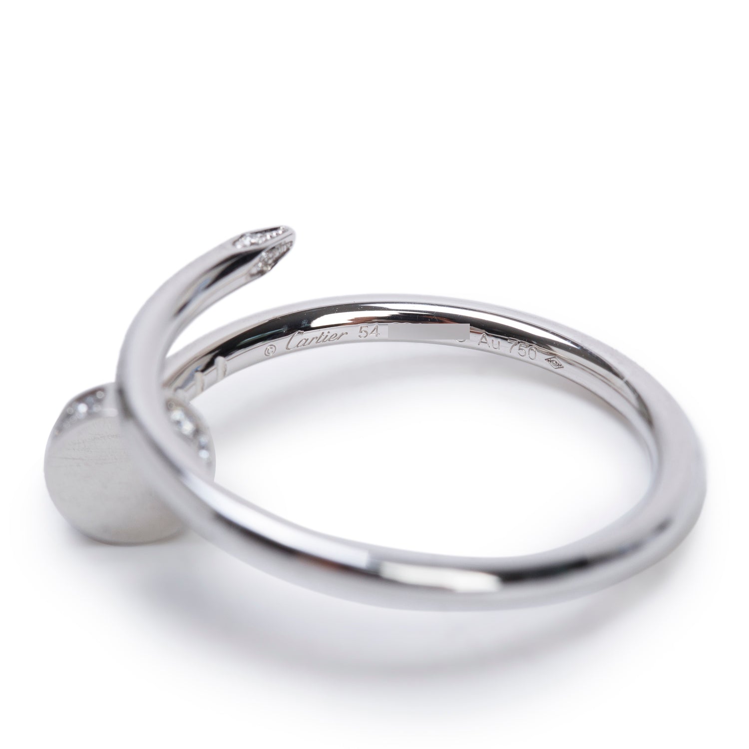 Cartier 2026 18k White Gold Diamond Juste Un Clou Ring, Small Model, Size 54 6.75 w/ Box & Certificate