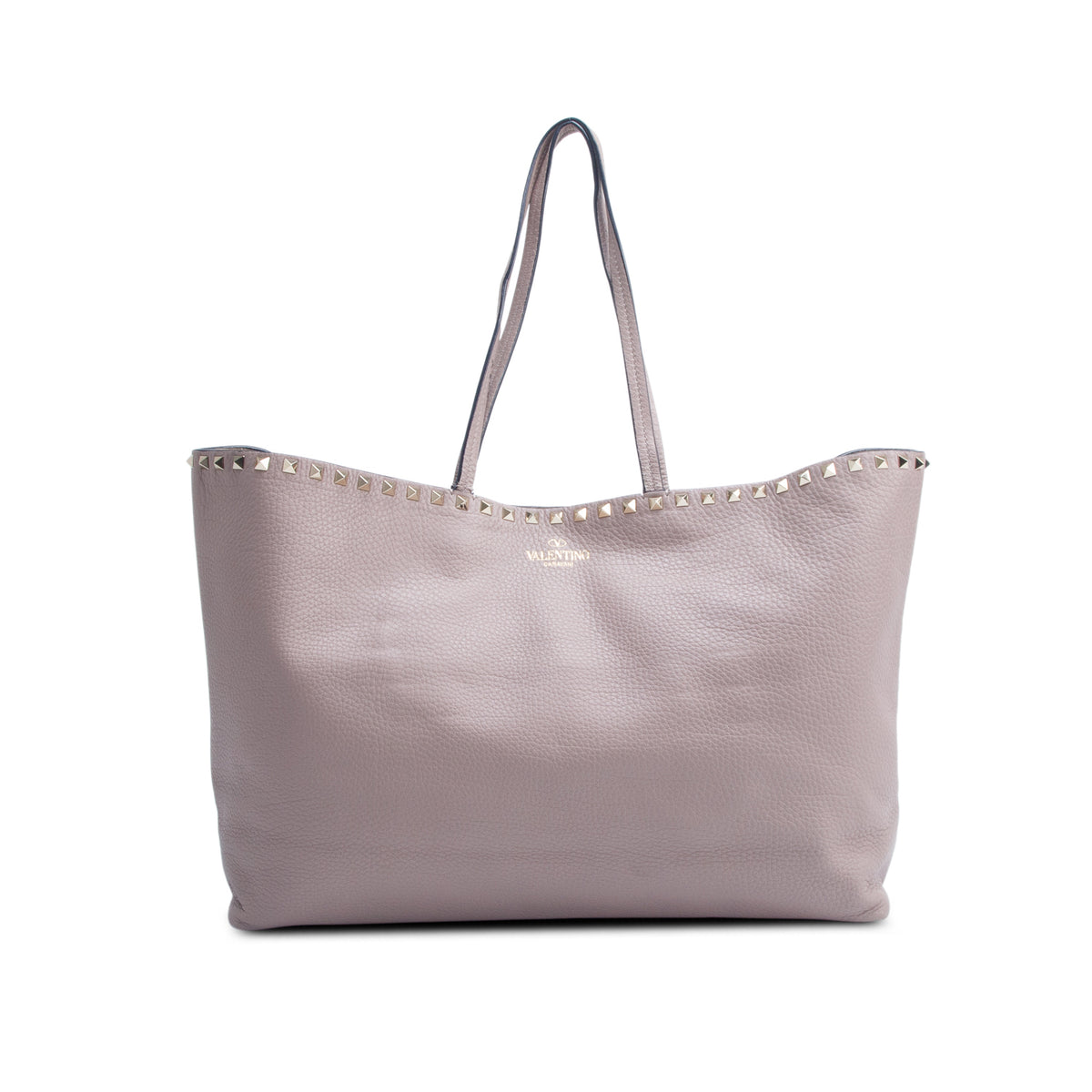 Valentino Beige Grained Calfskin Large Rockstud Tote