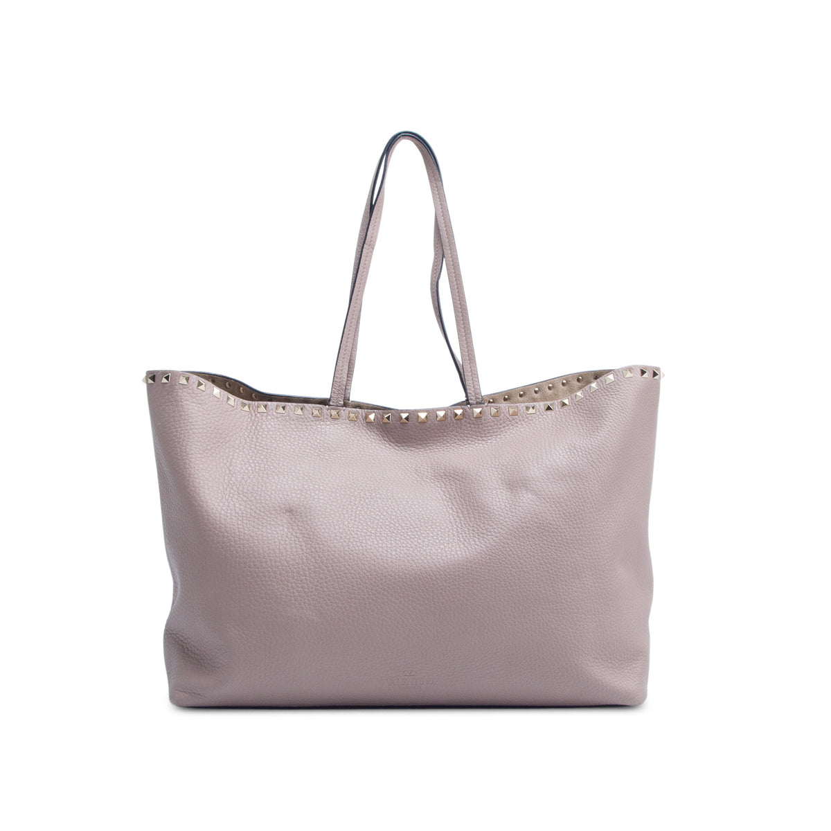 Valentino Beige Grained Calfskin Large Rockstud Tote