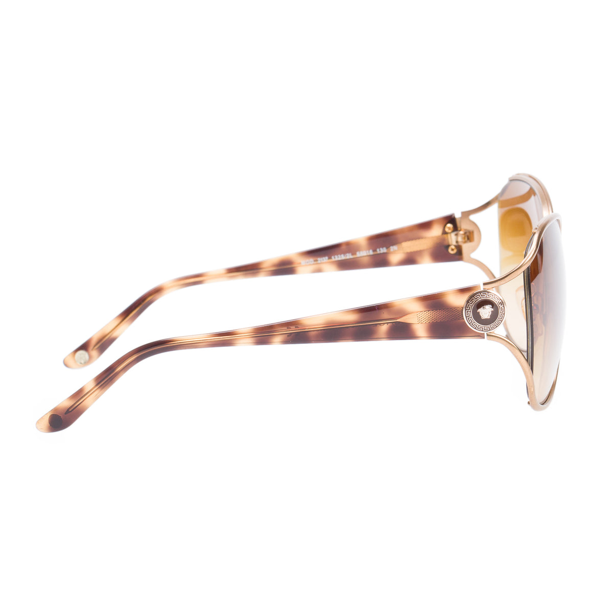 Versace MOD.2137 Gold Tone Metal Havana Acetate Medusa Square Sunglasses