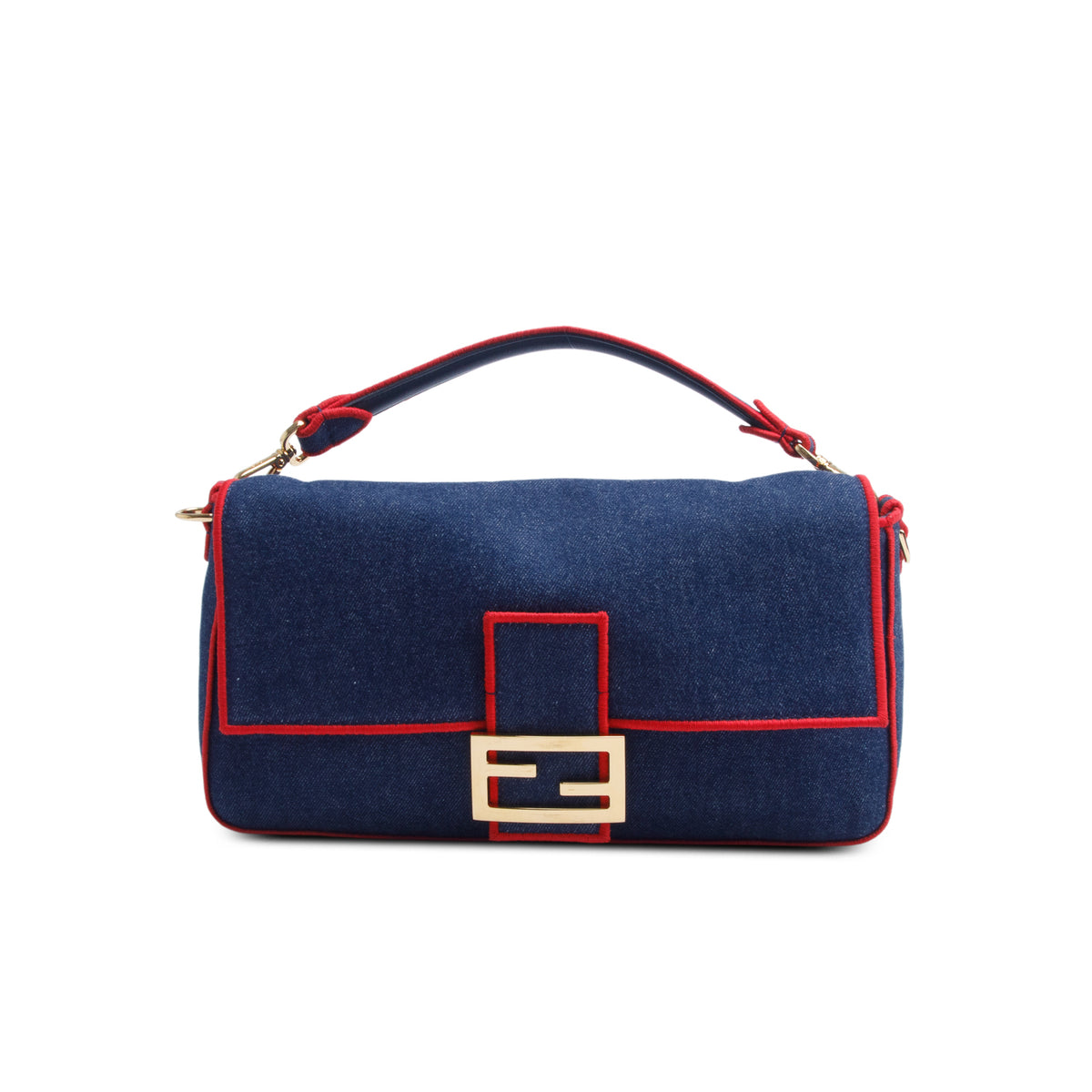 Fendi Blue Denim Large Baguette w/ Straps