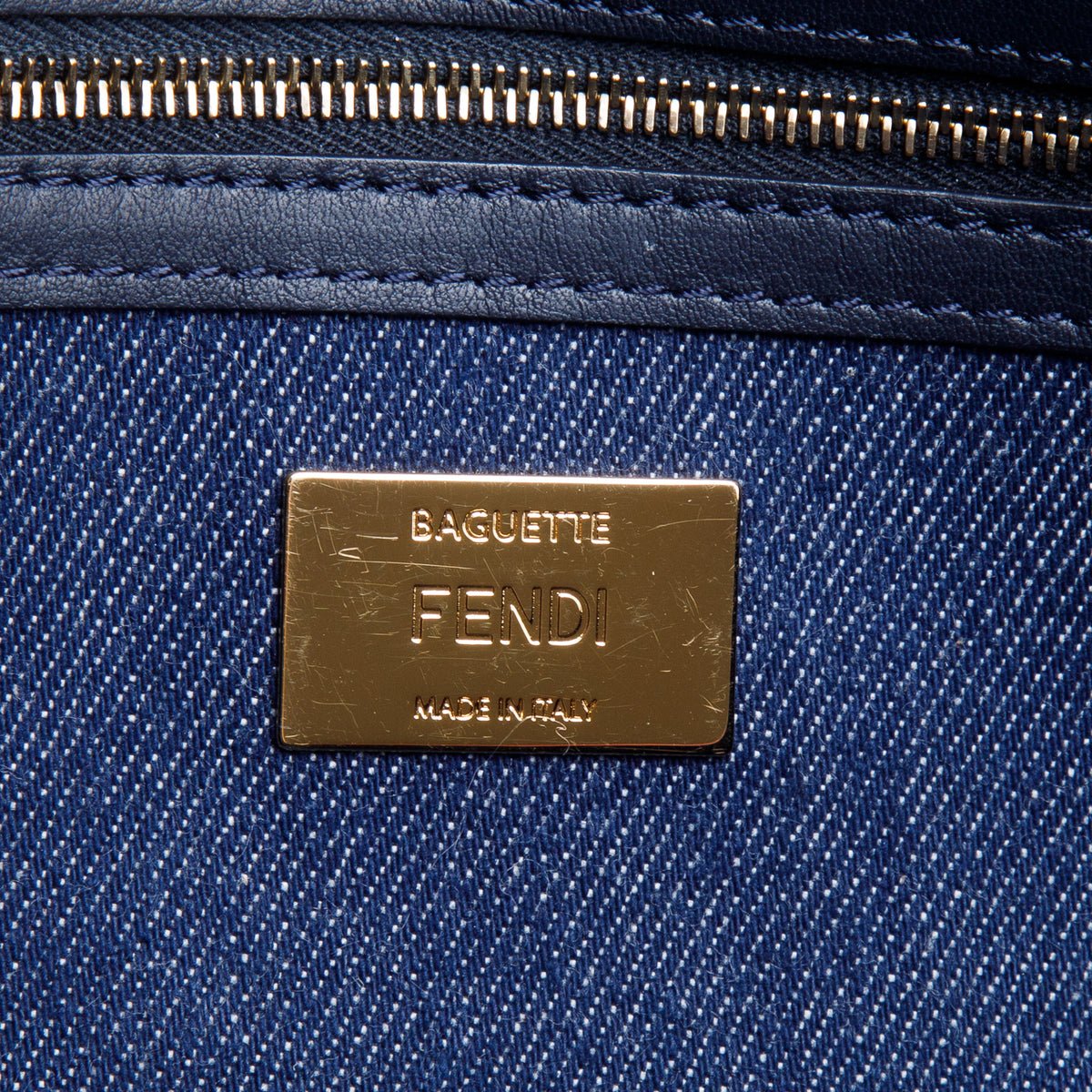 Fendi Blue Denim Large Baguette w/ Straps