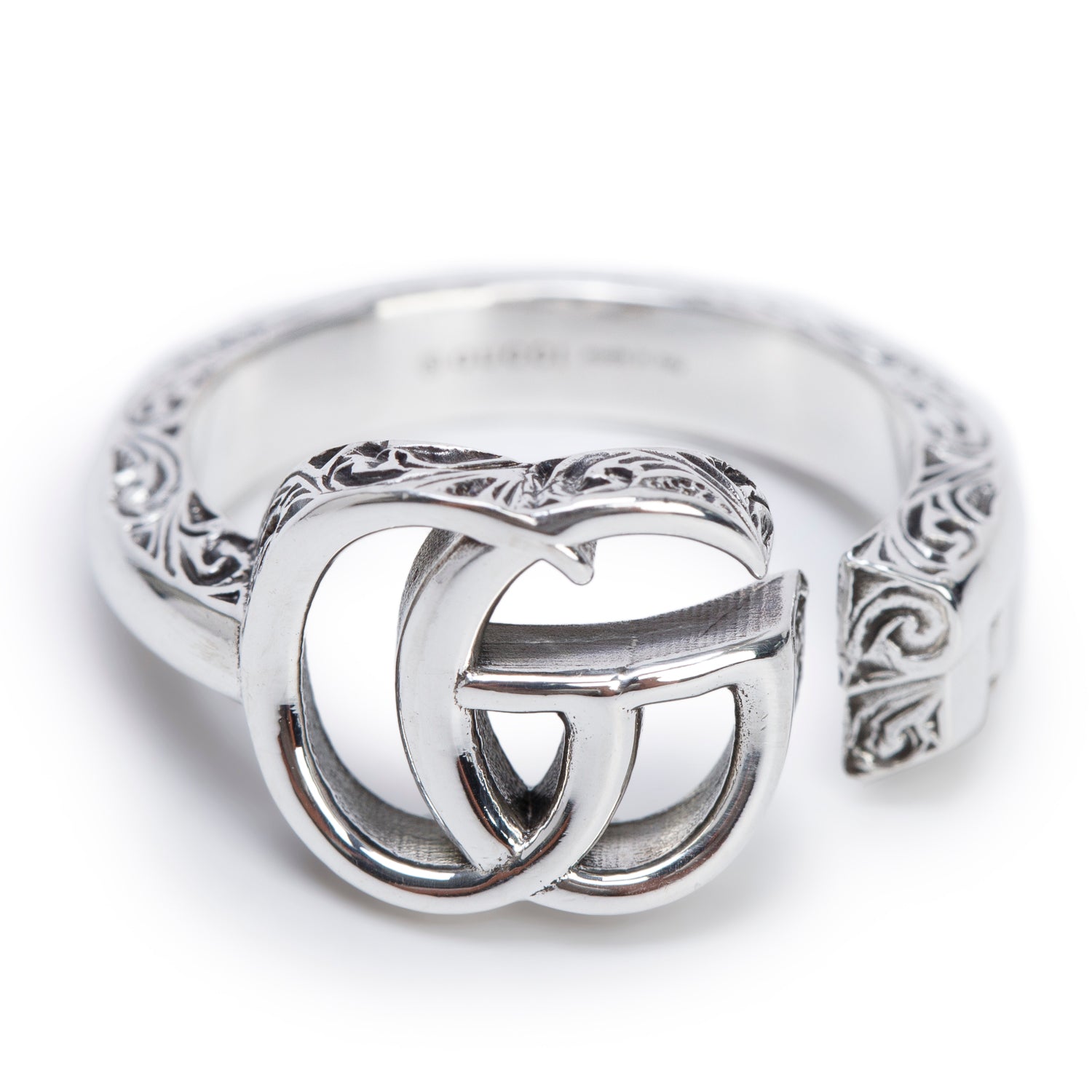 Gucci Sterling Silver GG Marmont Key Ring, Size 13 6.25