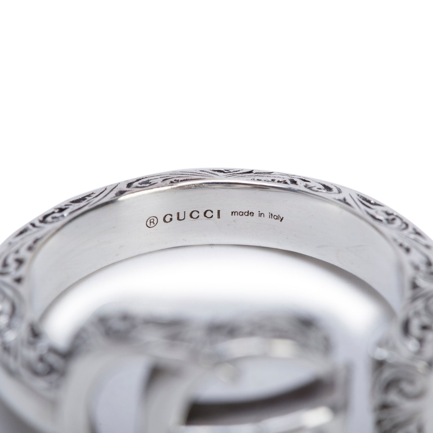 Gucci Sterling Silver GG Marmont Key Ring, Size 13 6.25
