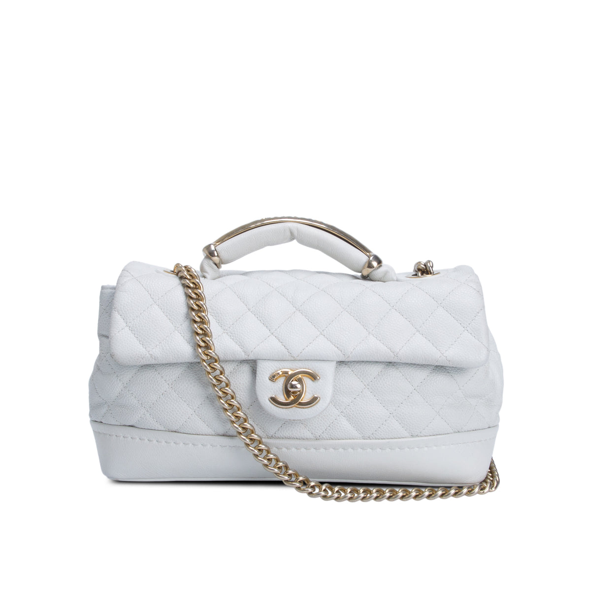 Chanel White Caviar Medium Globe Trotter Flap