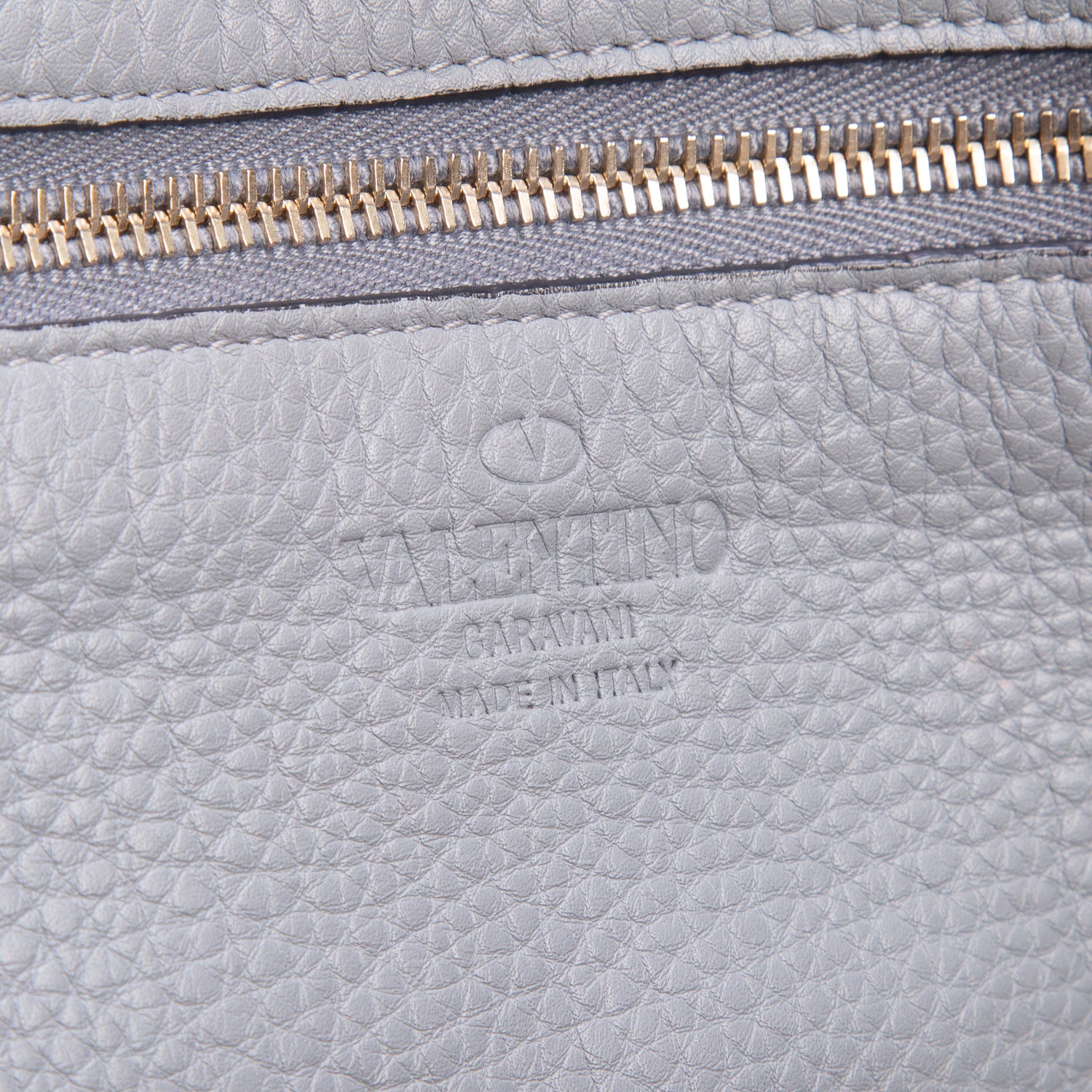Valentino Grey Pebbled Calfskin Medium Rockstud Tote w/ Strap