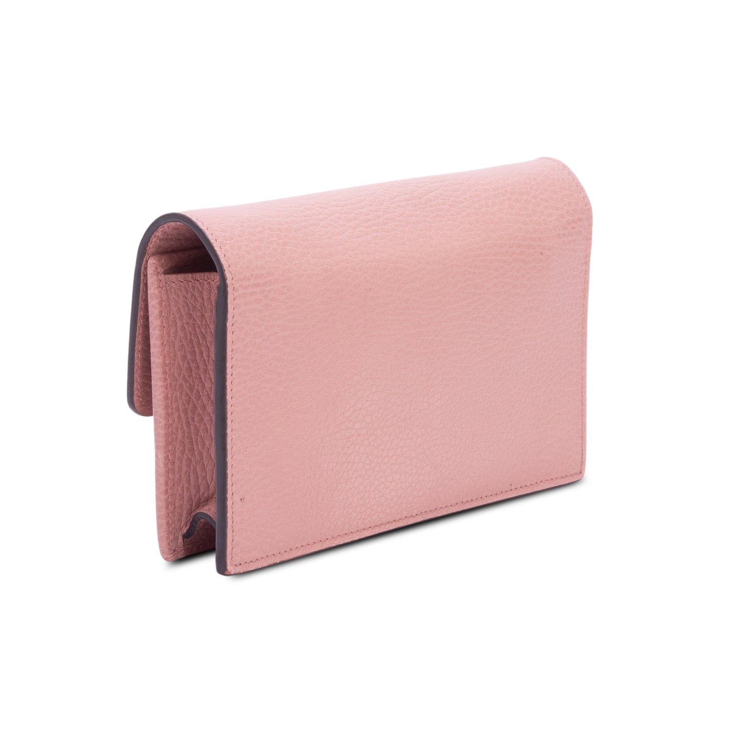Gucci Pink Dollar Calfskin Leather Interlocking G Chain Wallet