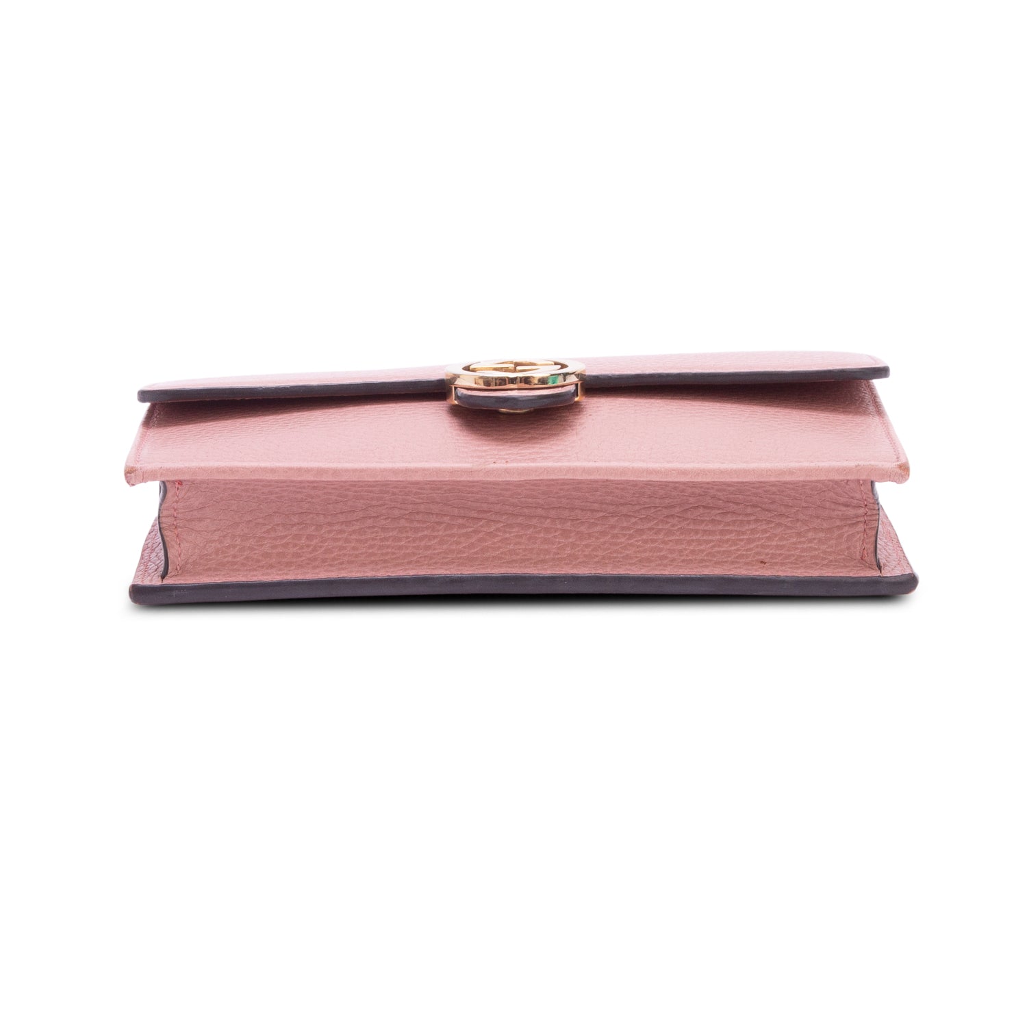 Gucci Pink Dollar Calfskin Leather Interlocking G Chain Wallet