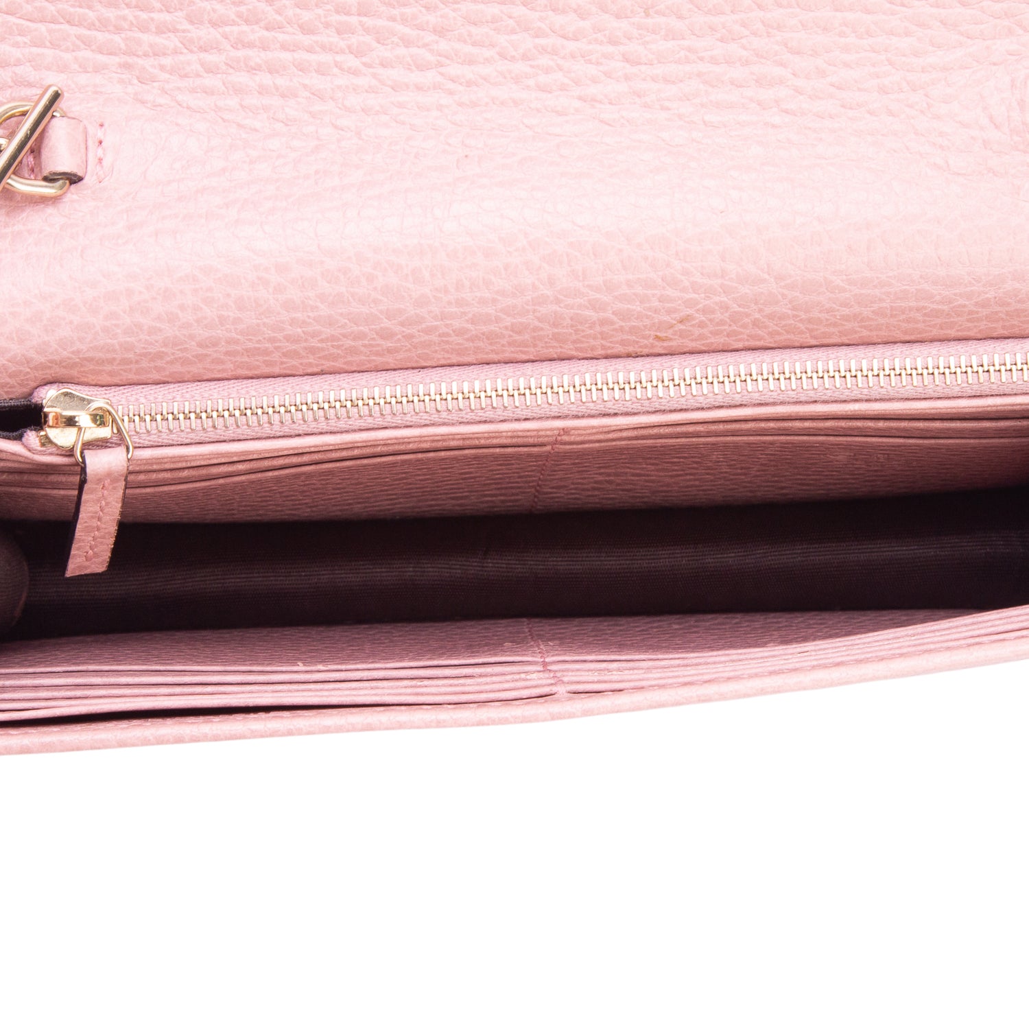 Gucci Pink Dollar Calfskin Leather Interlocking G Chain Wallet