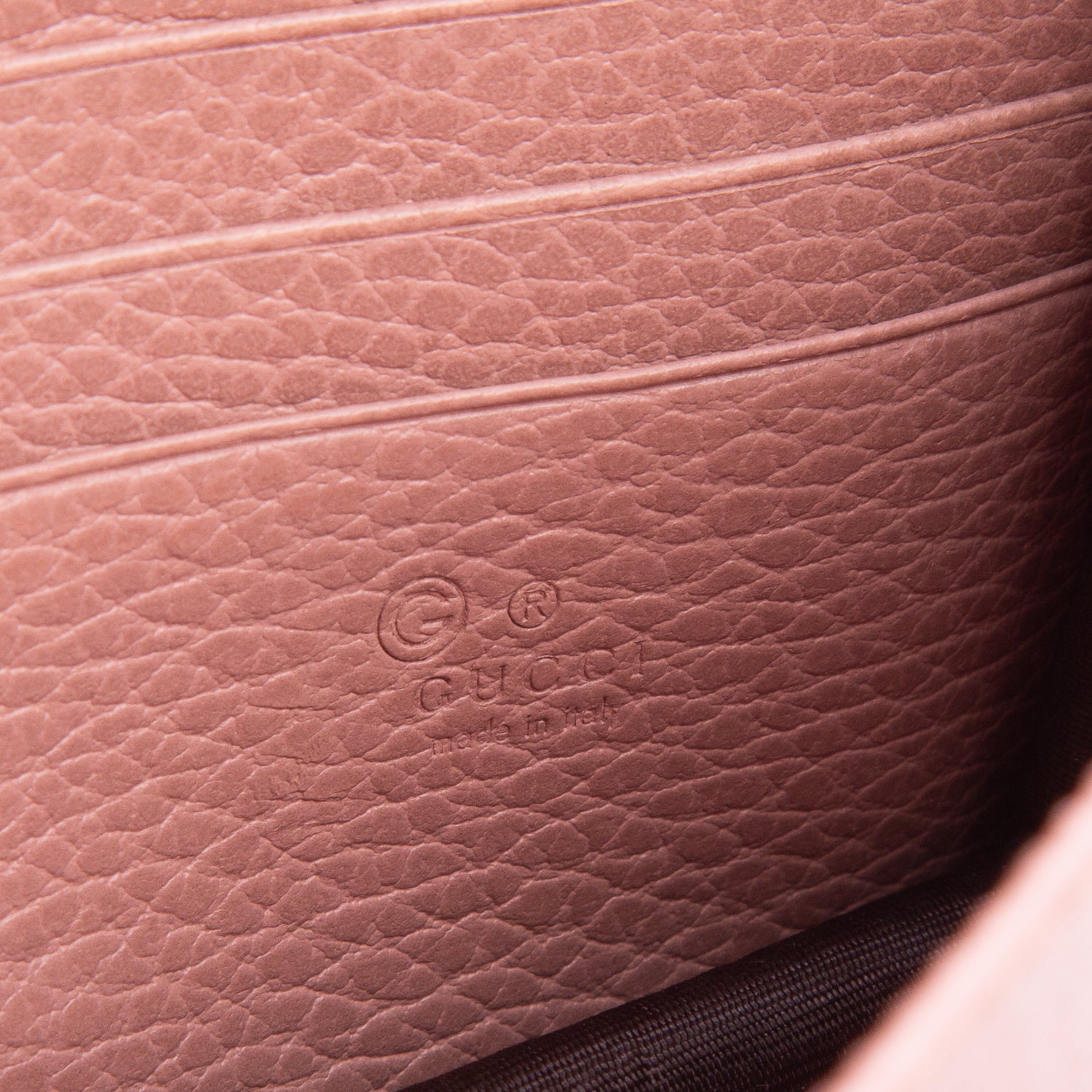 Gucci Pink Dollar Calfskin Leather Interlocking G Chain Wallet