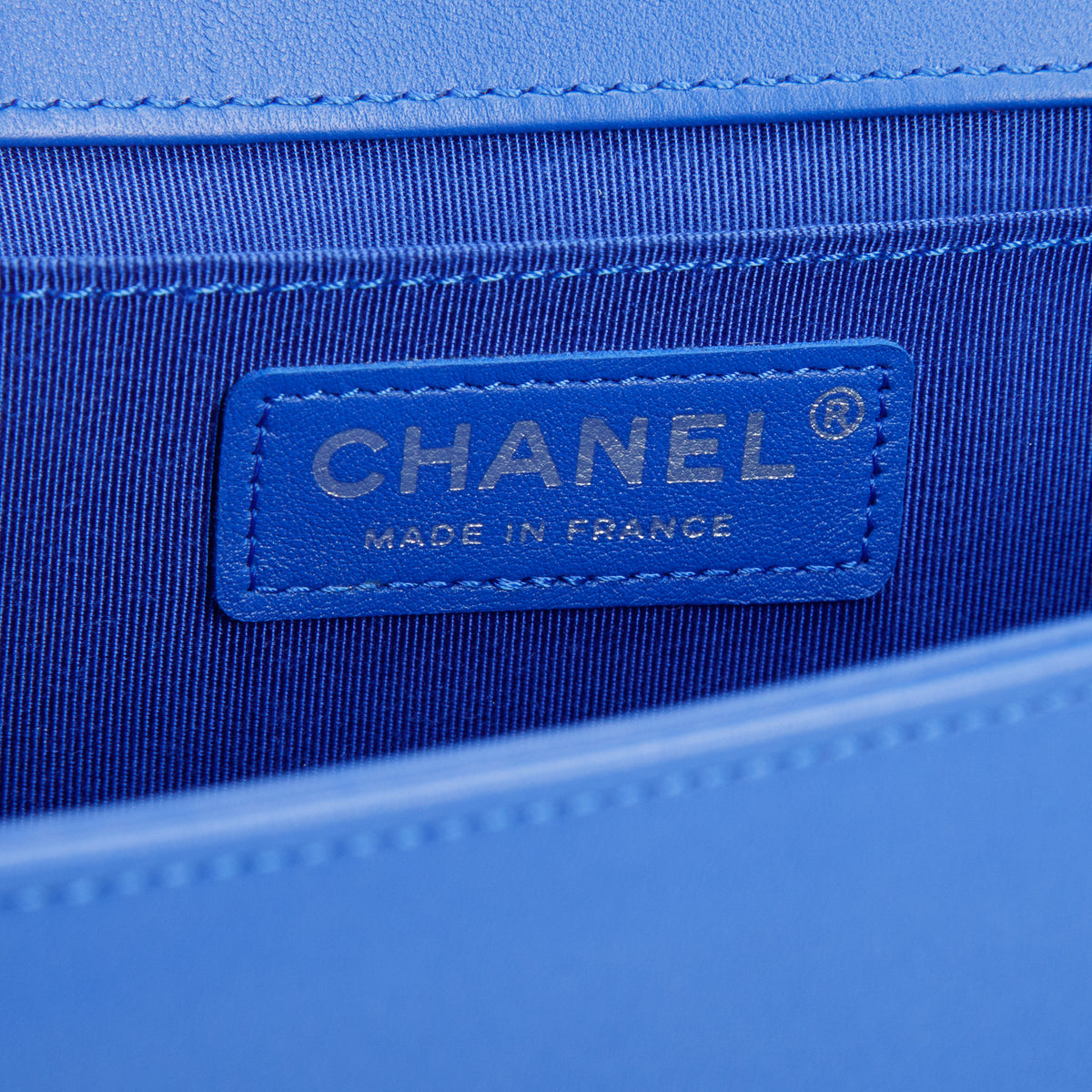Chanel Blue Tweed Calfskin Medium Boy Bag w/ Authenticity Card