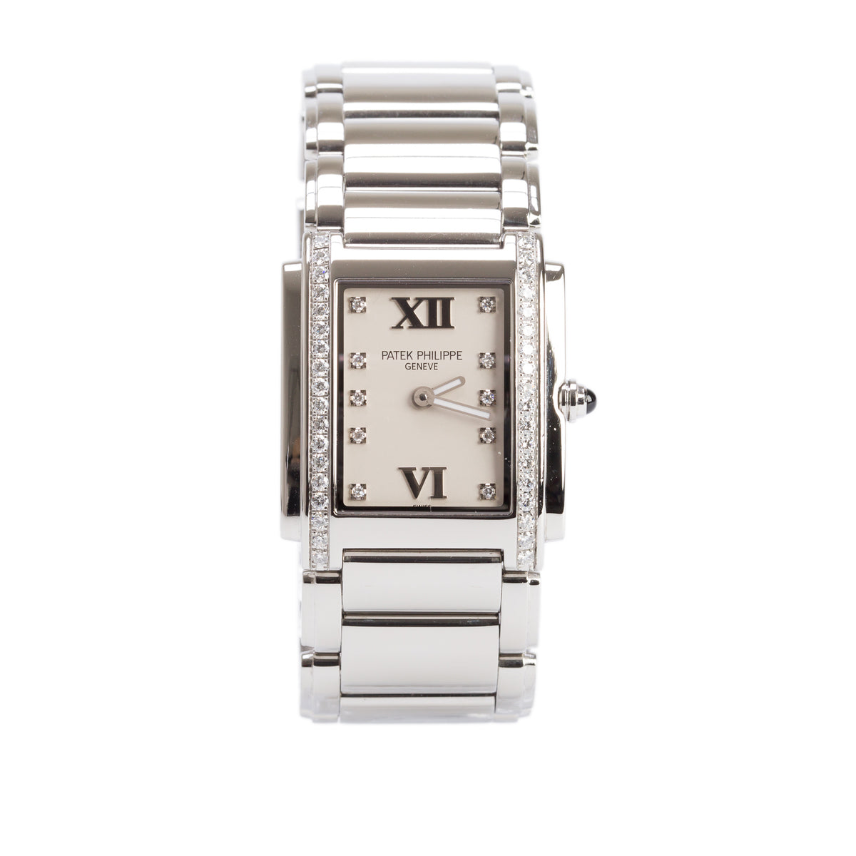 Patek Philippe Stainless Steel Diamond Bezel Twenty-4 Watch Timeless White Diamond Dial w/ Box