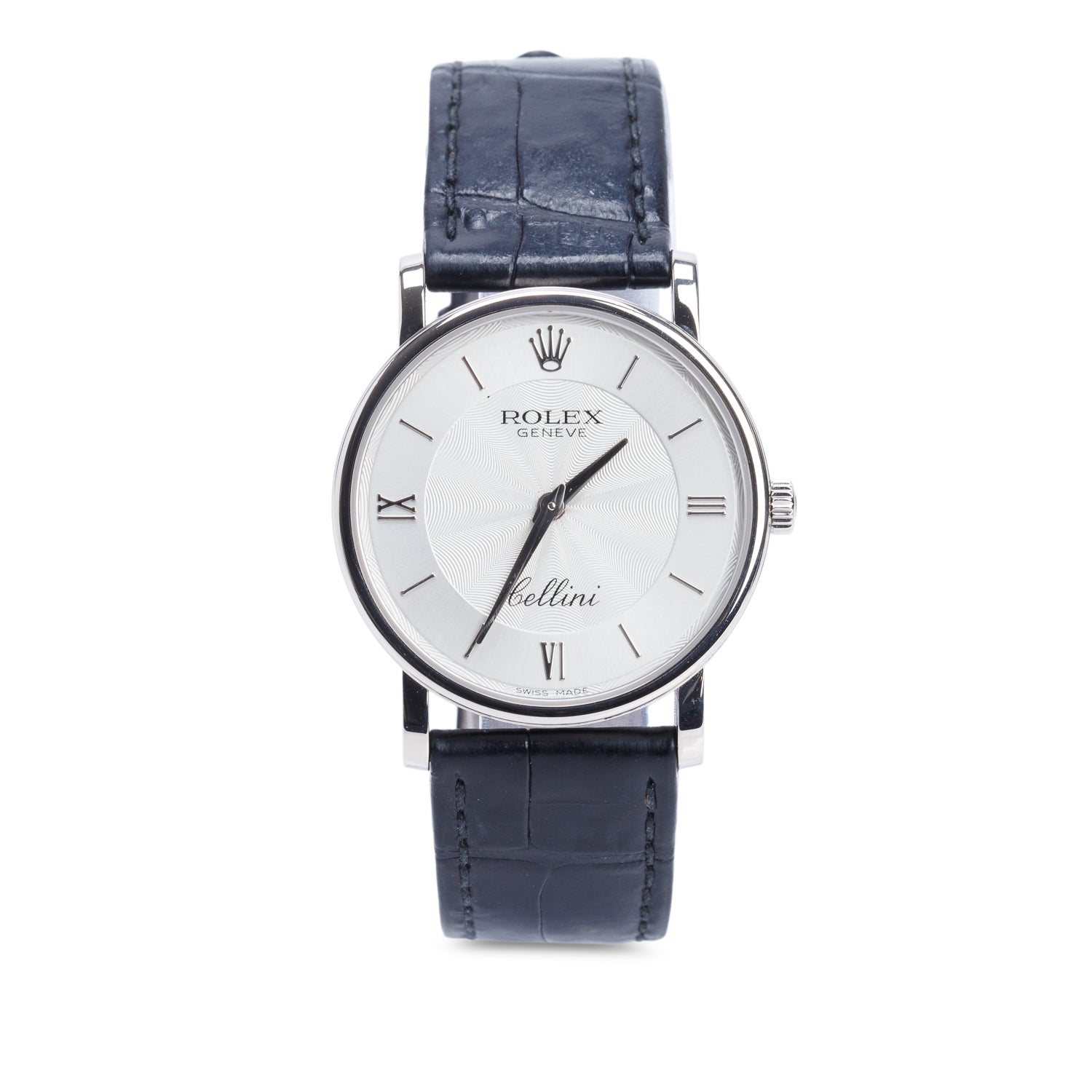 Rolex Vintage 18k White Gold Cellini 32 MM Manual Watch Silver Dial 5115 w/ Box