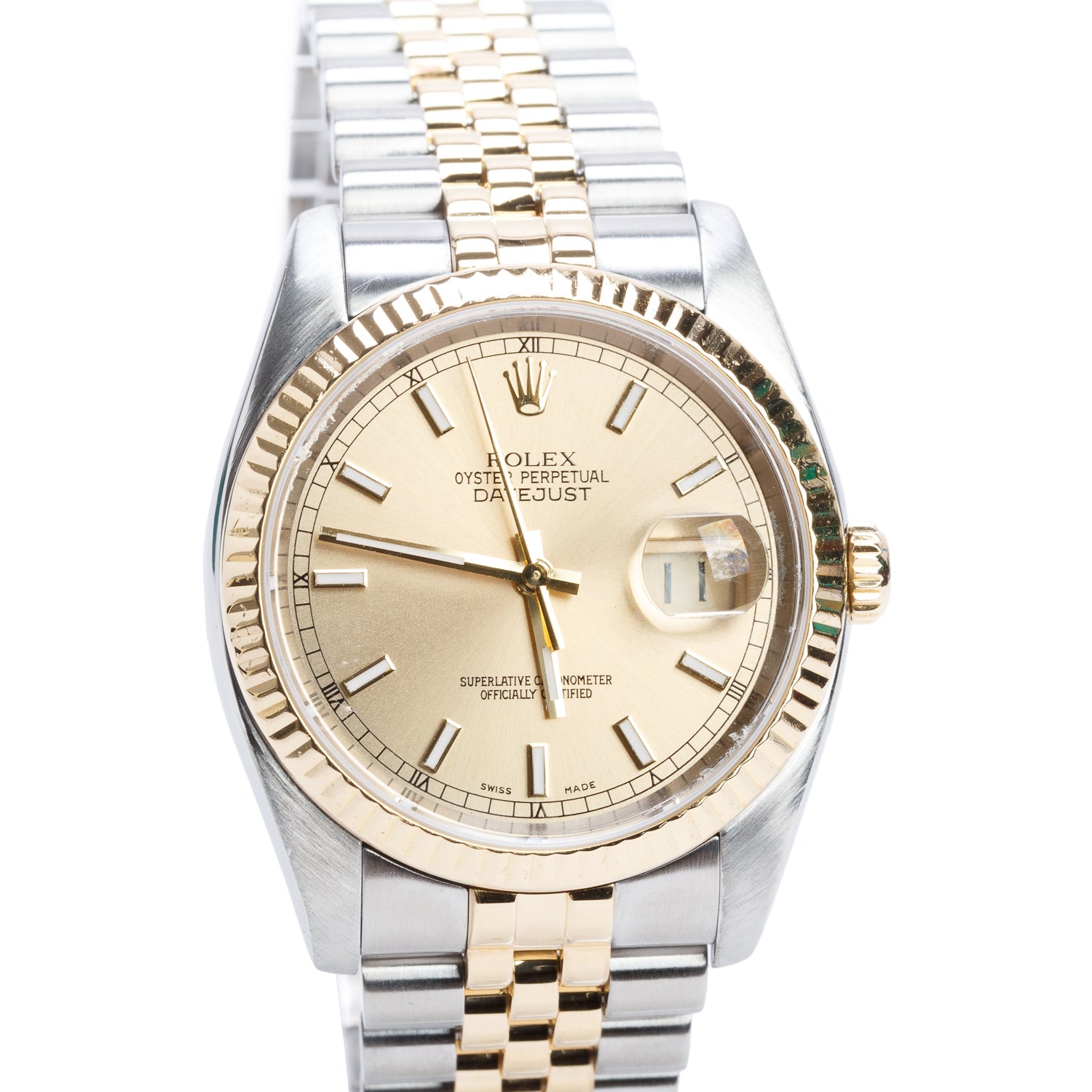 Rolex Stainless Steel & 18k Yellow Gold Datejust 36 MM Automatic Watch Champagne Dial 116233 w/ Box & Papers