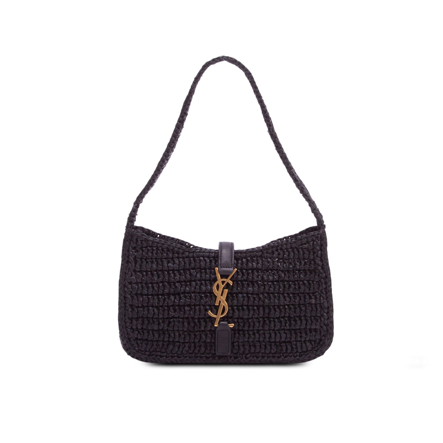 Saint Laurent 2025 Black Raffia Le 5 a 7 Mini Hobo