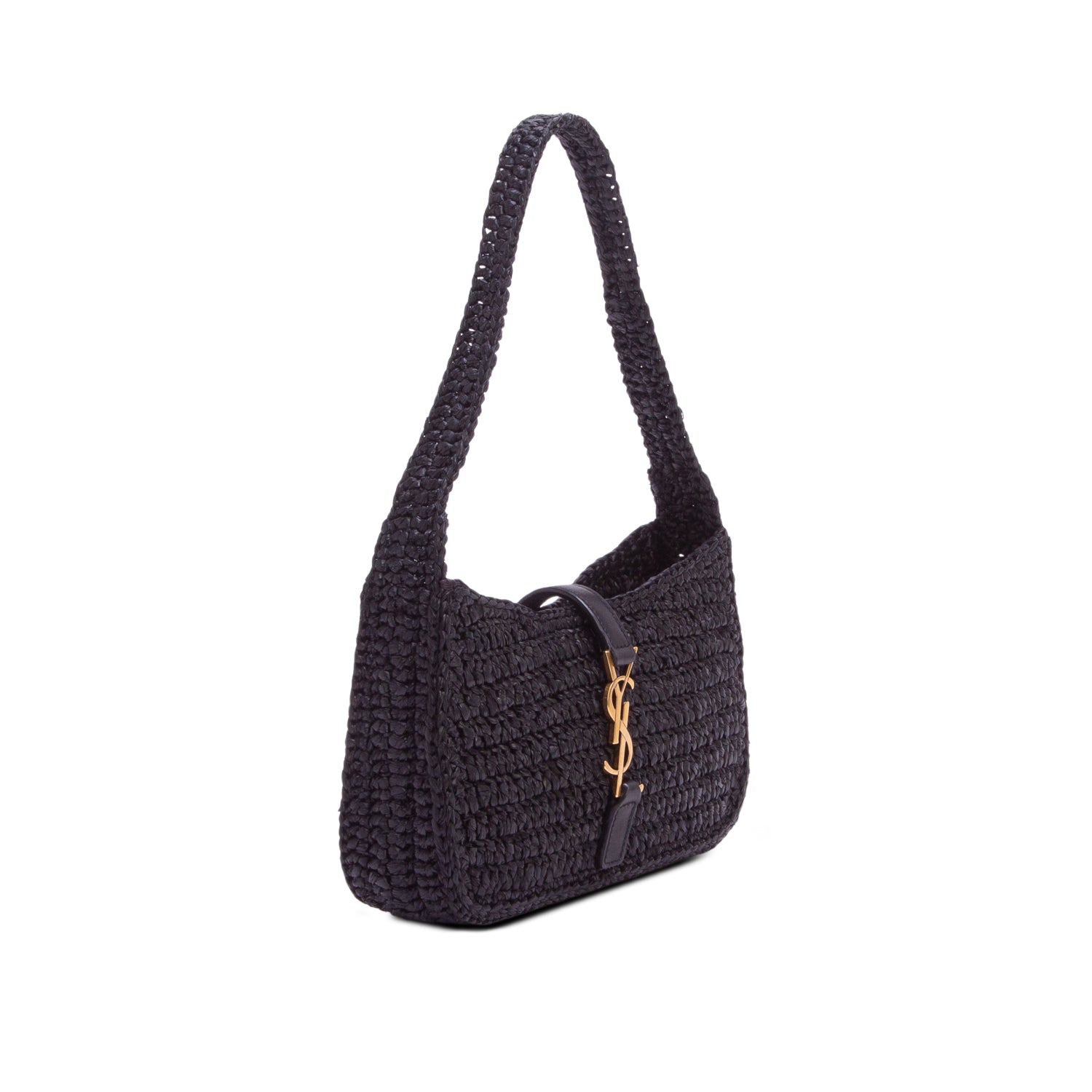 Saint Laurent 2025 Black Raffia Le 5 a 7 Mini Hobo