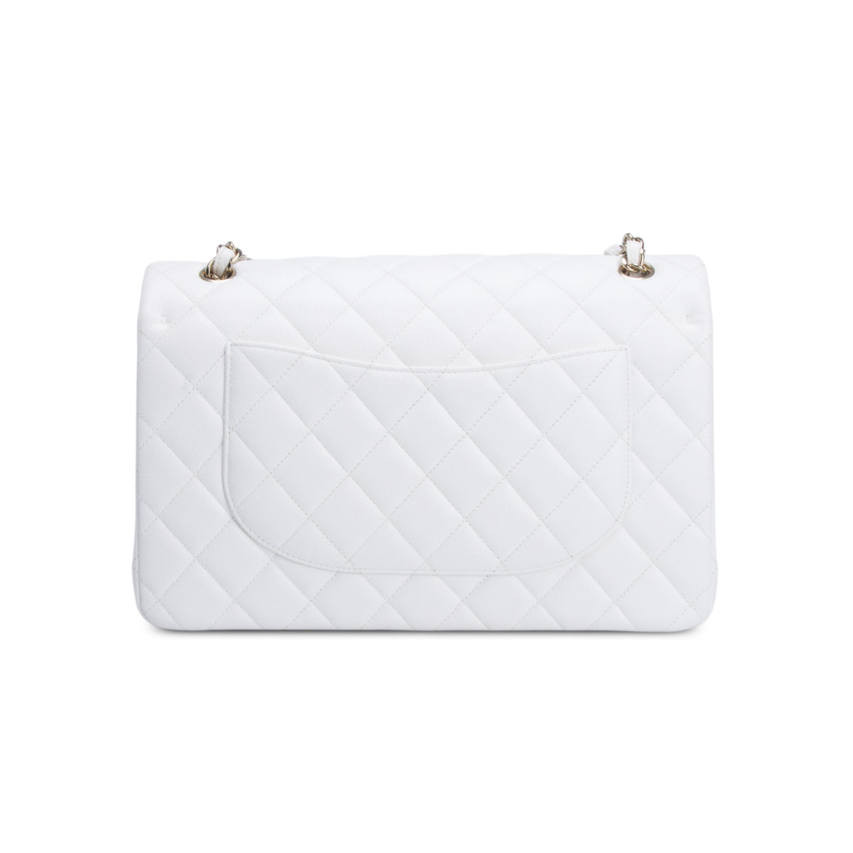 Chanel White Caviar Jumbo Classic Double Flap Bag