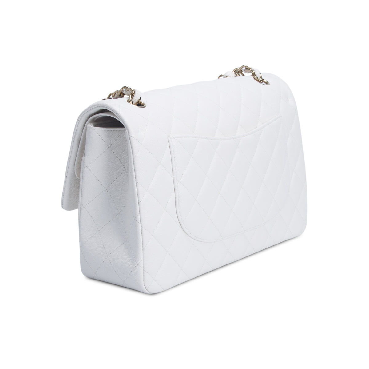 Chanel White Caviar Jumbo Classic Double Flap Bag
