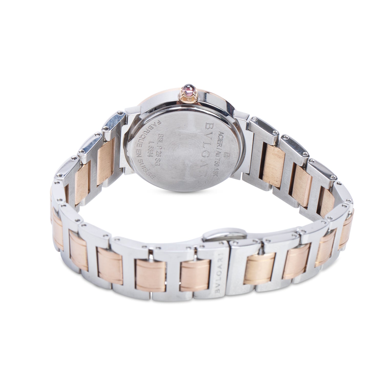 BVLGARI 2021 Stainless Steel & 18k Rose Gold Diamond Bezel BVLGARI 26 MM Quartz Watch Diamond Mother of Pearl Dial w/ Box & Papers
