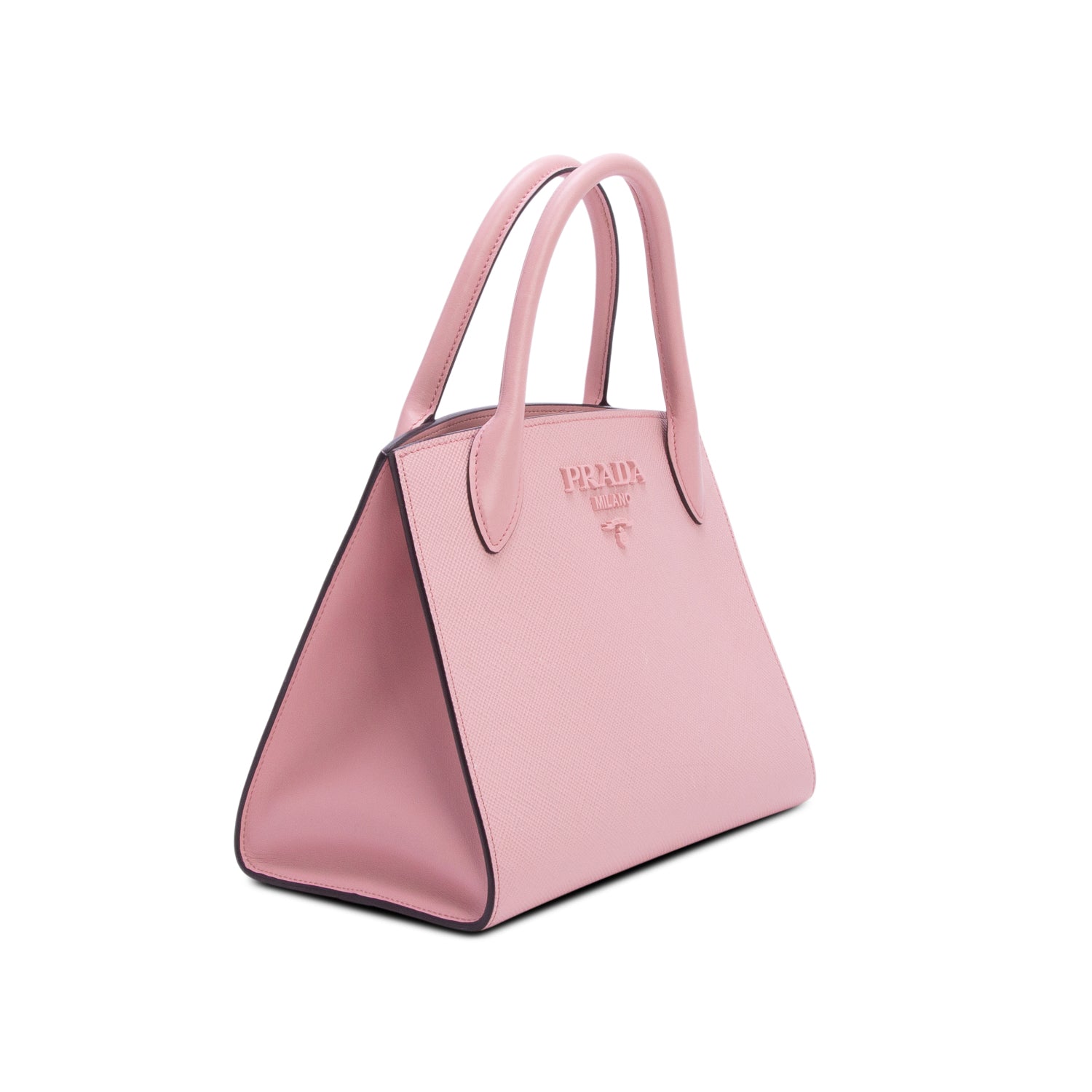 Prada Pink Saffiano Cuir Calfskin Small Monochrome Top Handle Tote w/ Box, Authenticity Card & Strap