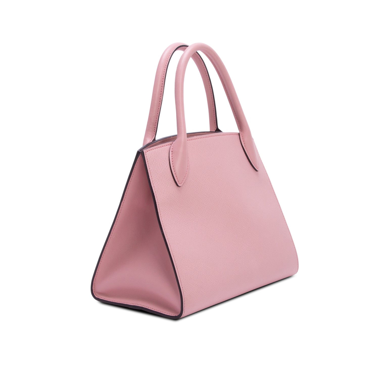 Prada Pink Saffiano Cuir Calfskin Small Monochrome Top Handle Tote w/ Box, Authenticity Card & Strap