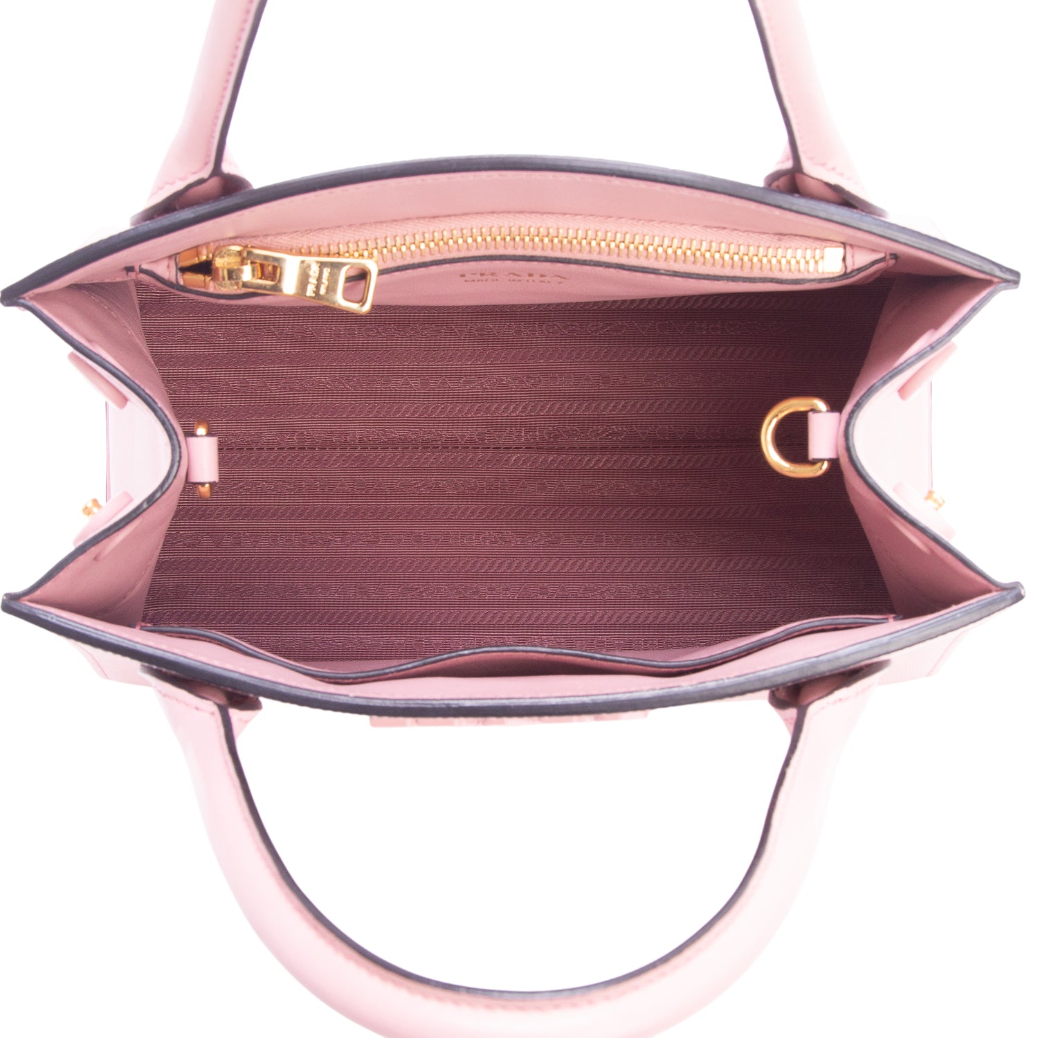 Prada Pink Saffiano Cuir Calfskin Small Monochrome Top Handle Tote w/ Box, Authenticity Card & Strap