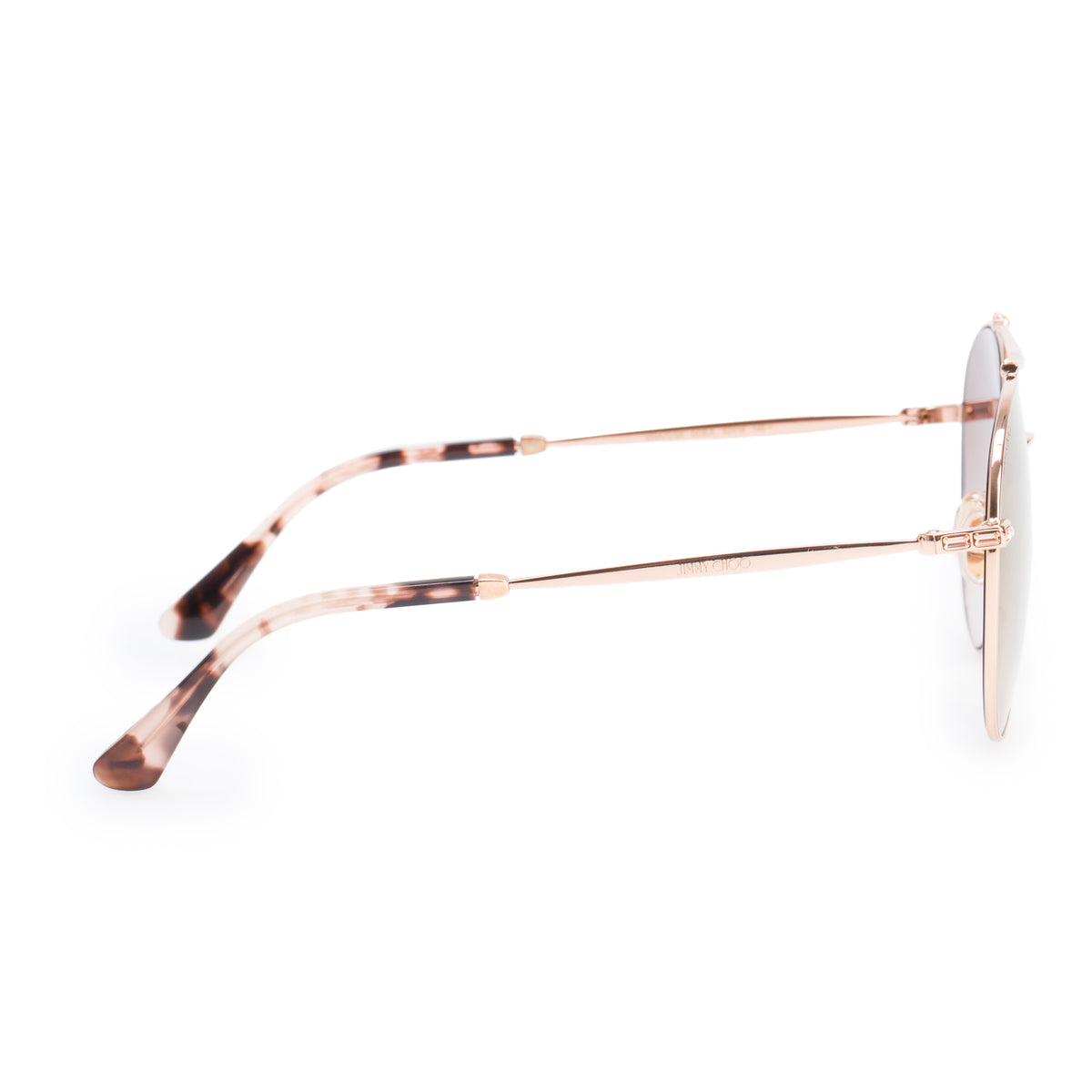 Jimmy Choo Vina/G/SK Leather Rose Gold Plated Metal Aviator Sunglasses