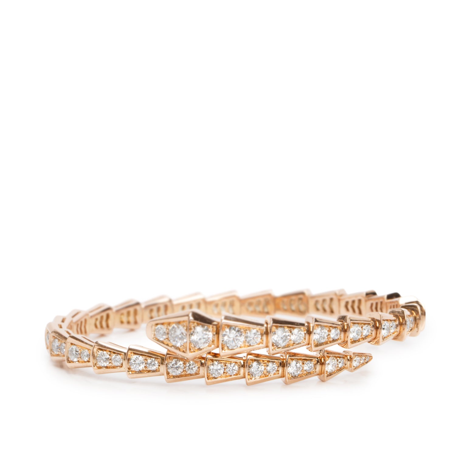 BVLGARI 18k Rose Gold Diamond Serpenti Viper Bracelet, Size M w/ Pouch & Receipt