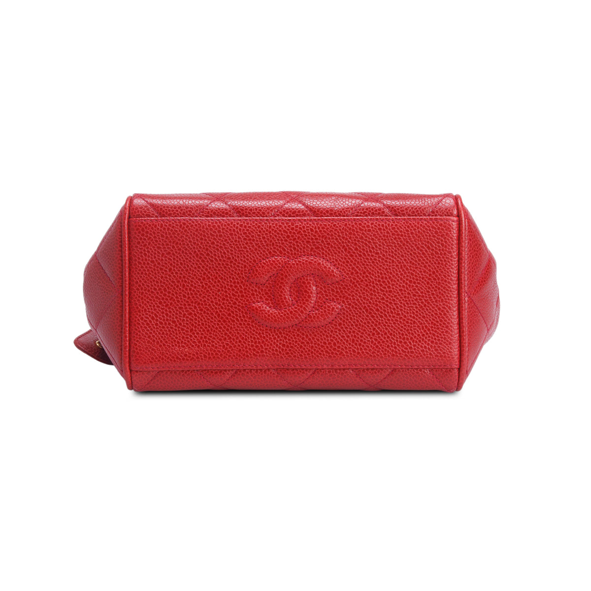 Chanel Red Quilted Caviar Leather Mini Tote w/ Authenticity Card
