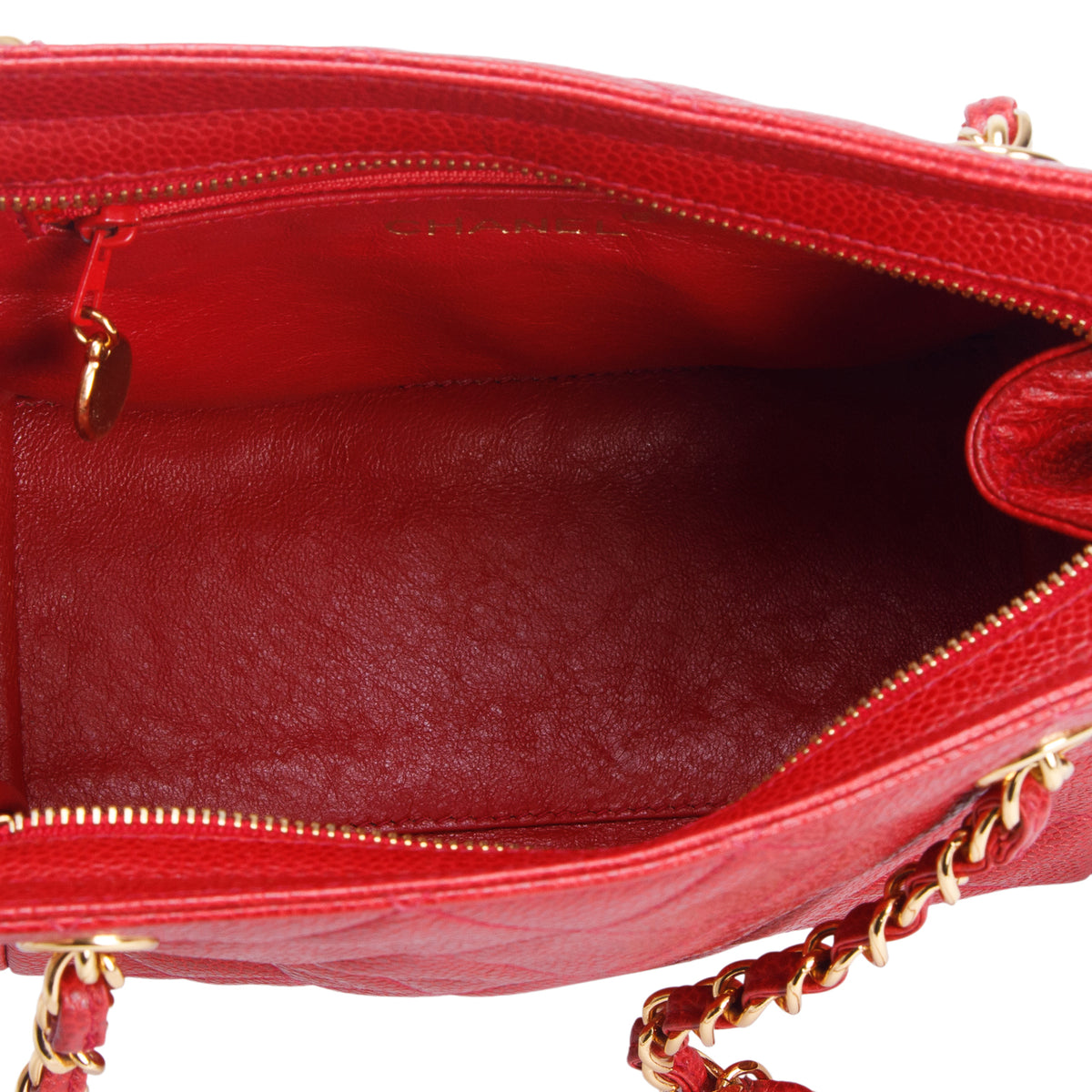 Chanel Red Quilted Caviar Leather Mini Tote w/ Authenticity Card