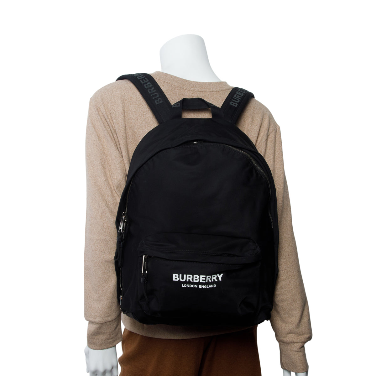 Burberry Black Nylon Logo Backpack