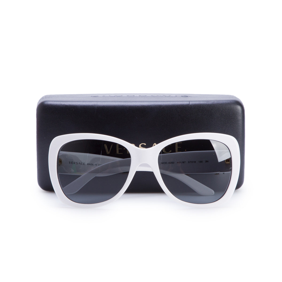 Versace MOD.4250 White Acetate Logo Plaque Square Sunglasses w/ Case